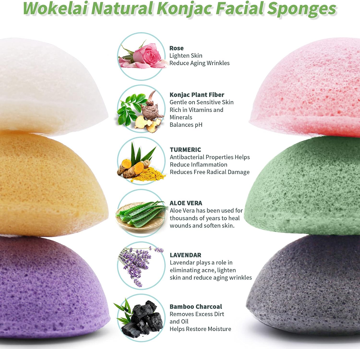 Konjac Facial Sponges for Cleansing Exfoliating - Konjac Face Sponge for Washing Face Body, Organic Natural Cleaning Puff Buff Scrubber for Shower Bath SPA for Babys Men Women