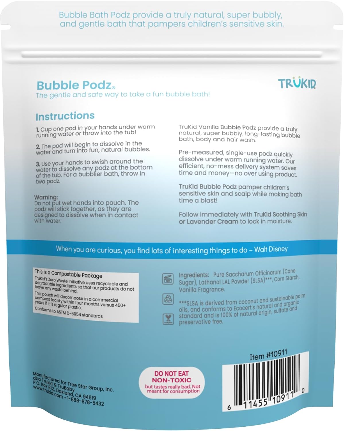 TruKid Bubble Podz for Baby, Refreshing Bubble Bath for Dry, Sensitive & Soft Skin, pH Balanced for Eye Sensitivity, Enriched with Lavender Flower, Lavender Scent, All Natural Ingredients (24 Podz)