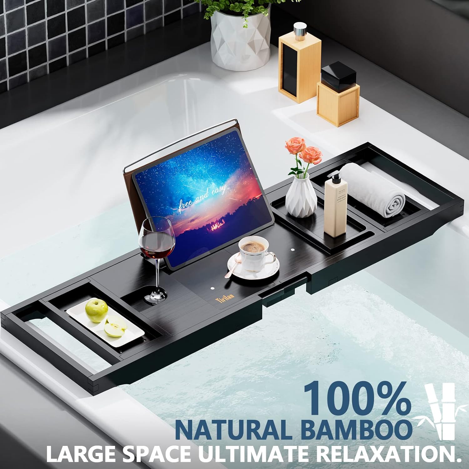 Luxury Bathtub Tray Caddy - Expandable Bath Tray - Unique House Warming Gifts, New Home, Anniversary & Wedding Gifts for Couple, Bridal Shower Gift for Women