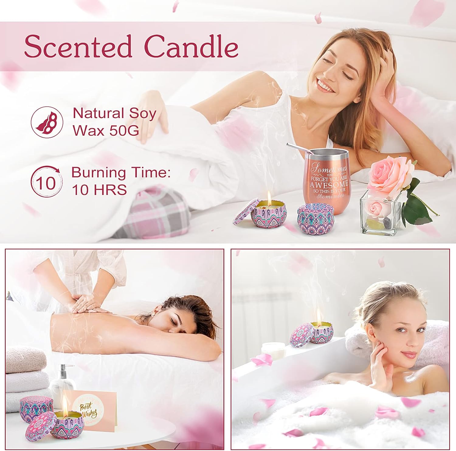 Psukhai Birthday Gifts for Women, Gifts for Mom, Gifts for Her, Wife, Girlfriend, Sister, Friends, Christmas, Valentine's Day, Mothers Day Gifts Personalized Relaxing Spa Gift Basket Set for Women