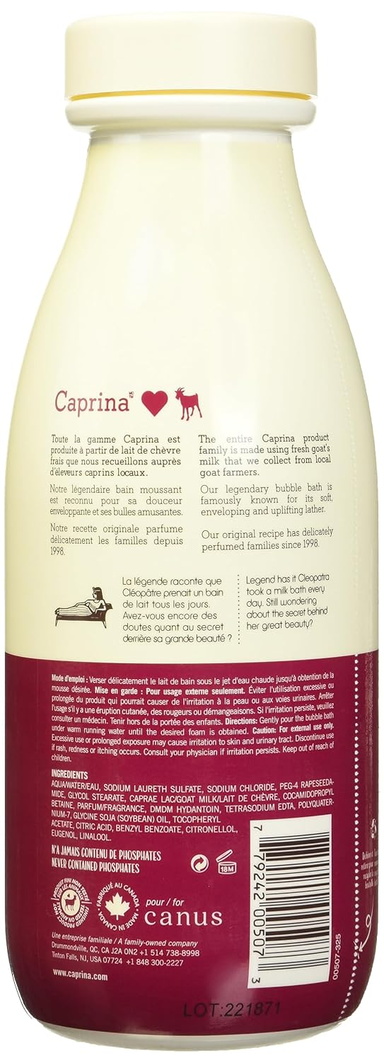 Caprina by Canus Bubble Bath, Original Formula, 27.1 oz, Pack of 4, with Fresh Canadian Goat Milk,Red