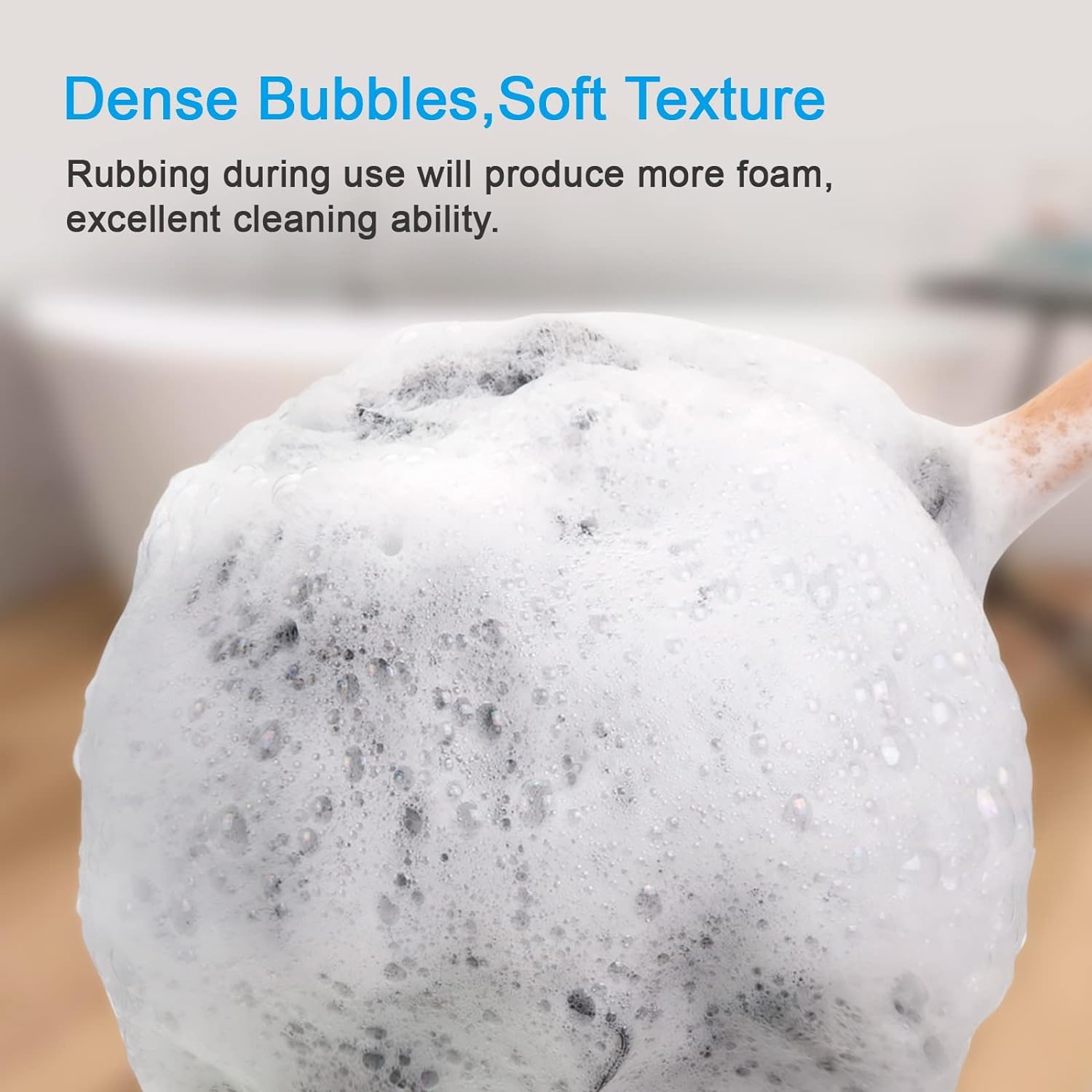 AmazerBath Shower Sponge Loofah Back Scrubber, PE Soft Mesh Loofah Body Scrubber with Long Wooden Handle, Bath Sponge for Men Women (Pink)