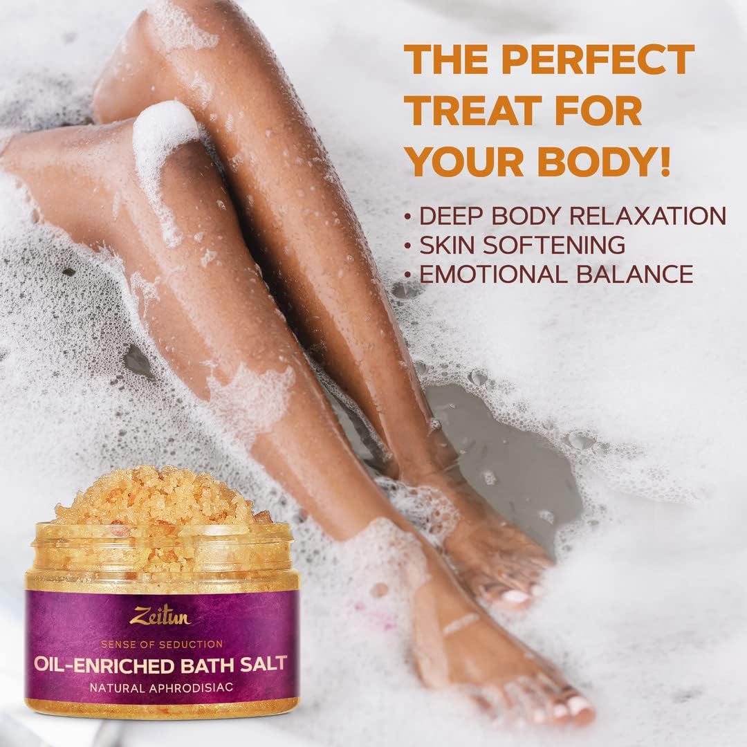 Natural Bath Salt with Himalayan Pink & Dead Sea Salt | Rejuvenating Oil - Enriched Salts with Rose & Peach Essential Oils | Unique Relaxing SPA Gift for Women | Detox Body & Foot Soak