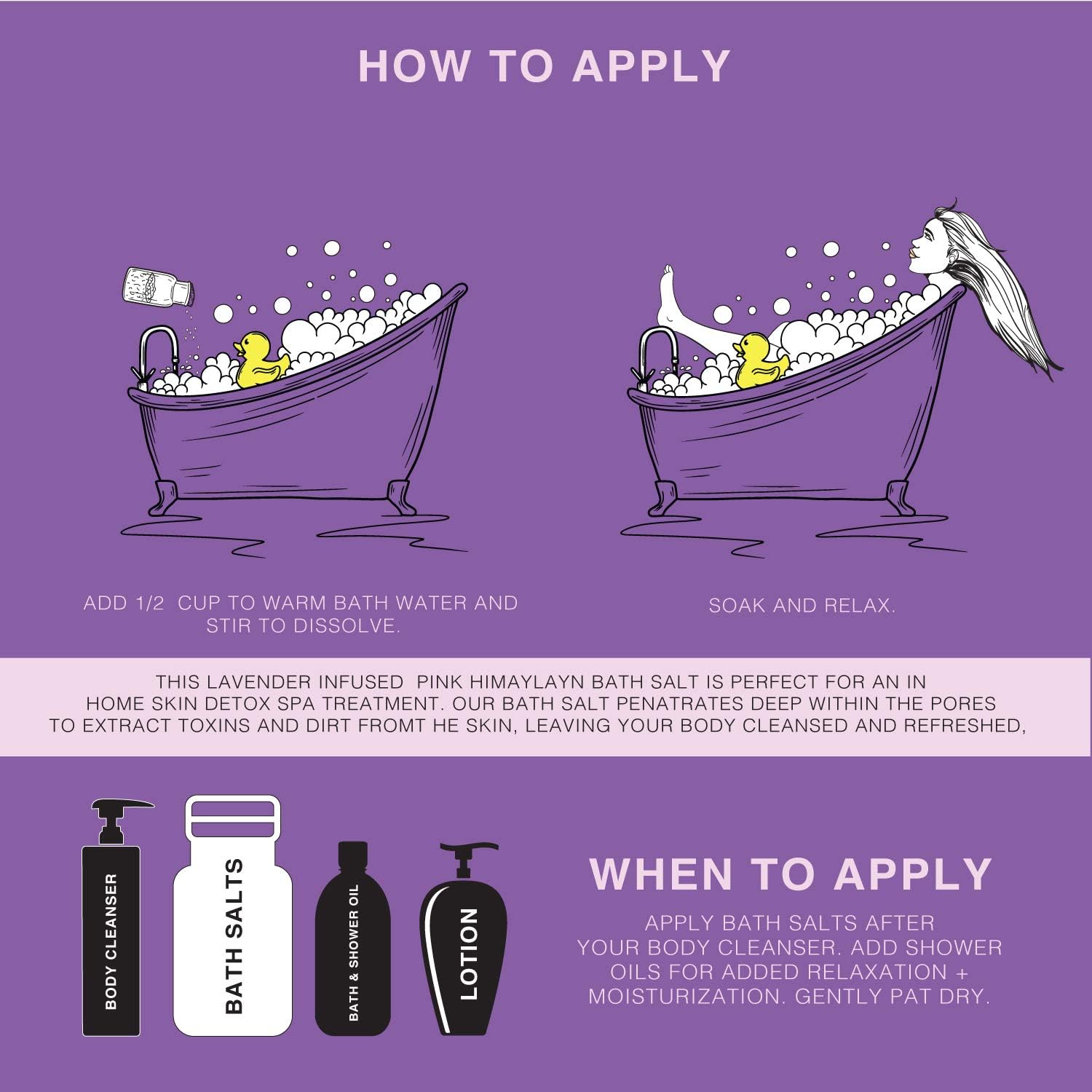 Pink Himalayan Bath Salt with Lavender - 100% Natural Aromatherapy and Relaxation - Lavender Grapefruit Essential Oil Bath Salts for Women Relaxing, Natural & Cleanse, Revitalize & Soothes Skin