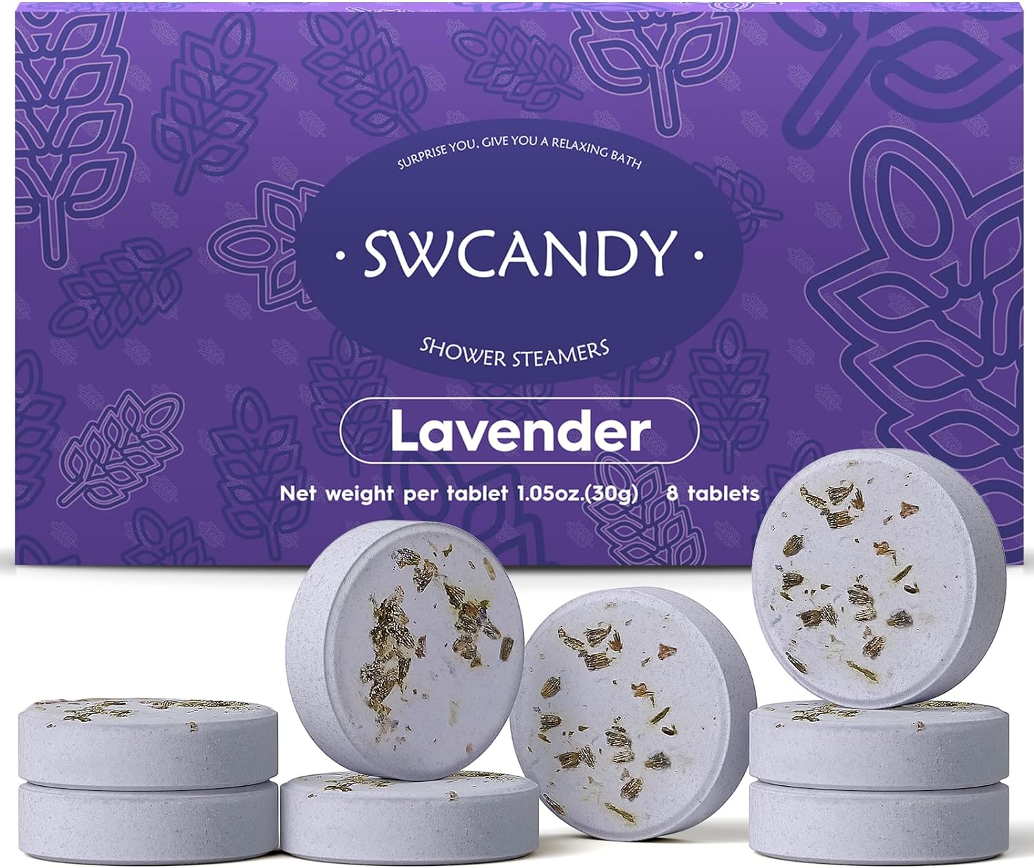 Aromatherapy Shower Steamers Valentines Day Gifts for her - Swcandy 8 Pcs Bath Bombs Valentine's Day Gifts for Women, Shower Bombs Self Care with Essential Oils, Relaxation Home SPA Lavender
