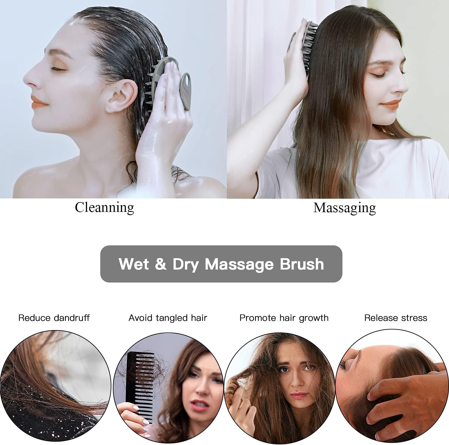 INNERNEED Food-Grade Soft Silicone Body Scrubber Shower Brush Handheld Cleansing Skin Brush, Gentle Exfoliating and Lather Well (Black)