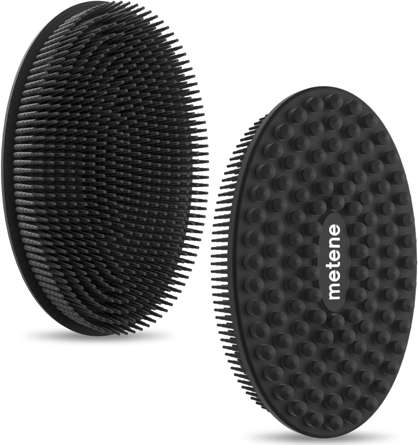Metene Silicone Body Scrubber, Exfoliating Body Scrubber for Use in Shower,Lathers Well, Long Lasting, Soft Body Scrubber for Shower and Bath Skincare Routine(Black with Loop)