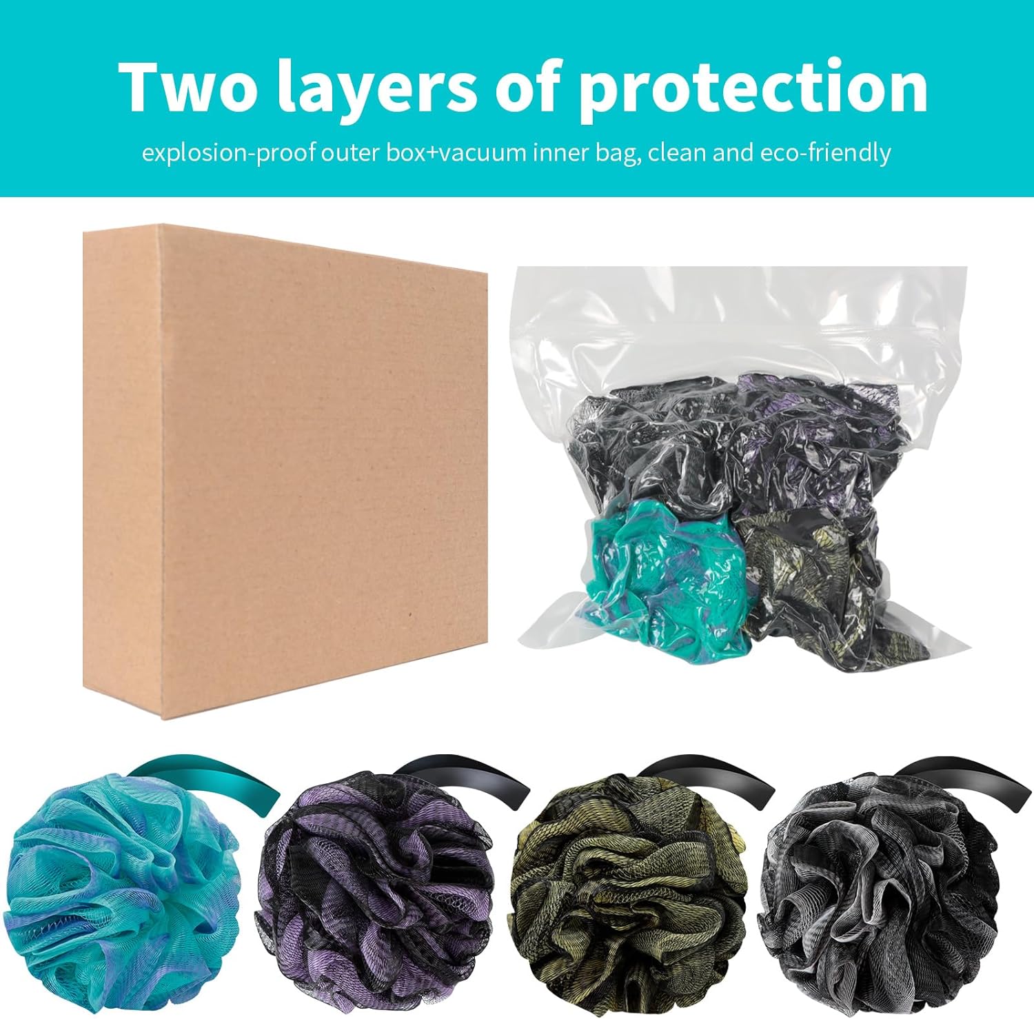 BCKENEY Bath Loofah Shower Sponge Body Back Scrubber Soft Mesh Shower Puffs Exfoliating Loofa for Women & Men Bath Accessories Cleaning Tool(4Pack 60G Forest Fairy)