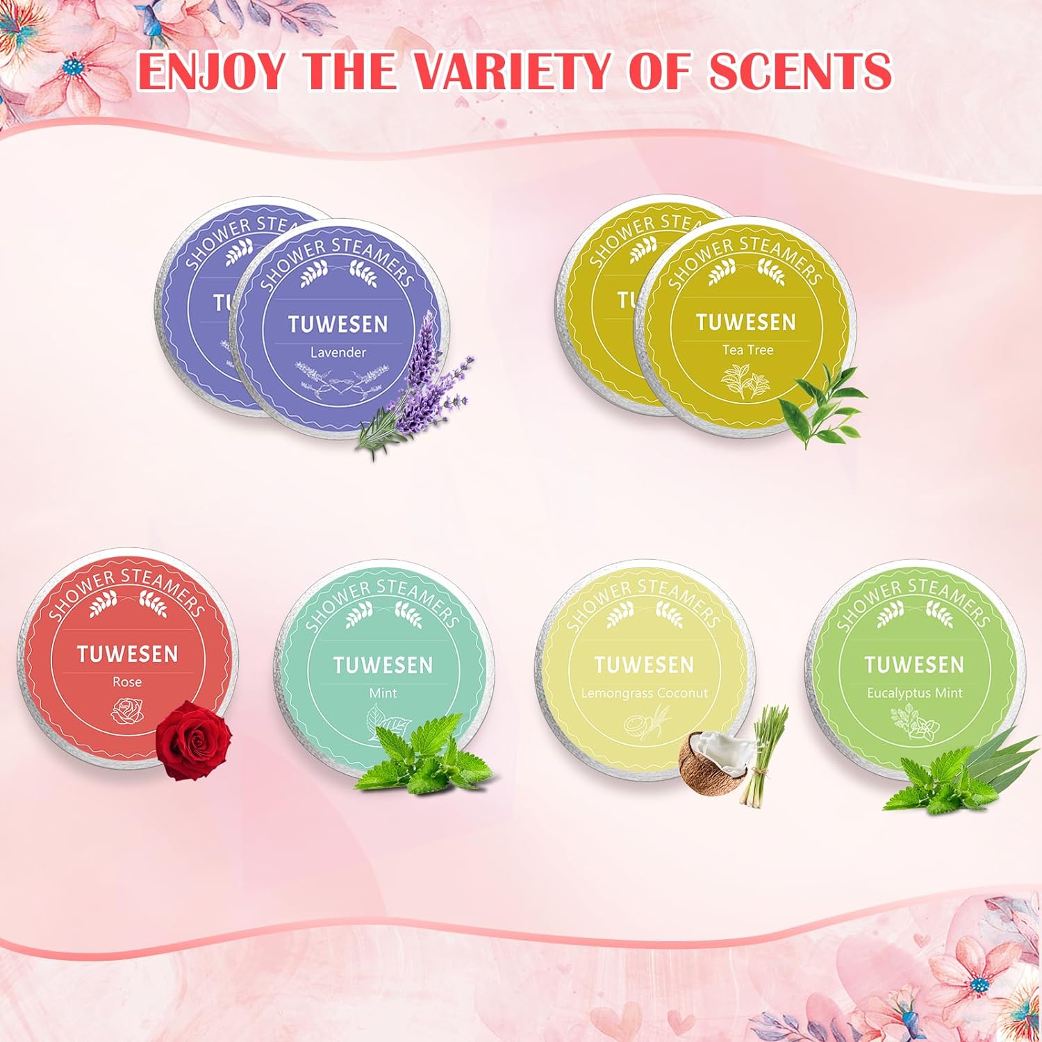 TUWESEN Shower Steamers Aromatherapy, SPA Kit, 8 PCS Shower Steamers for Women, Shower Bombs with Essential Oils-Self Care & Relaxation Birthday Gifts for Women and Men. Purple Romantic Set