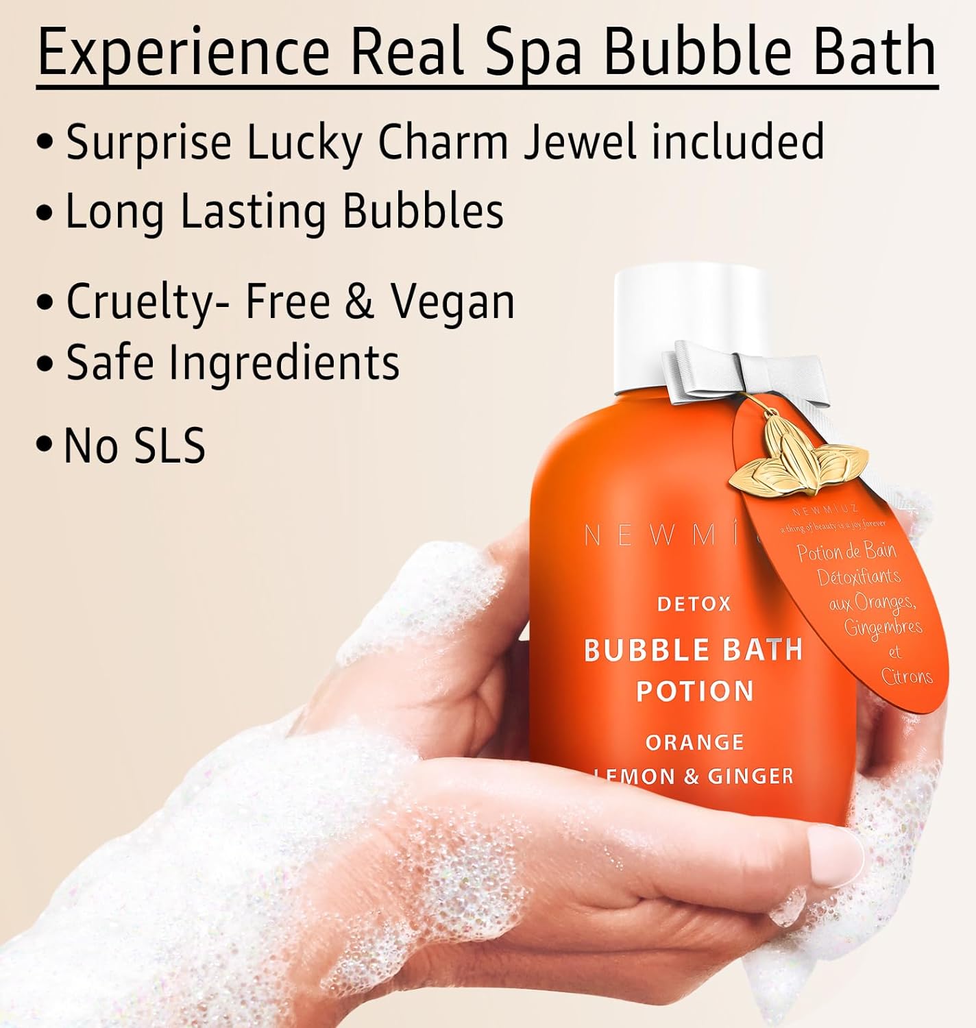 Natural Detox Bubble Bath - Long Lasting Citrus Bubble Bath -Foaming Soak - Orange Ginger Lemon Essential Oils Hydrating Relaxing - Stress Relief - Self Care Spa Gift Women Men Birthday Christmas