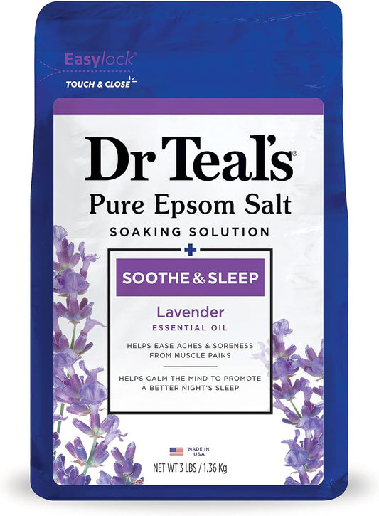 Dr Teal's Epsom Salt Soaking Solution, Soothe & Sleep, Lavender, 3lbs (Packaging May Vary)
