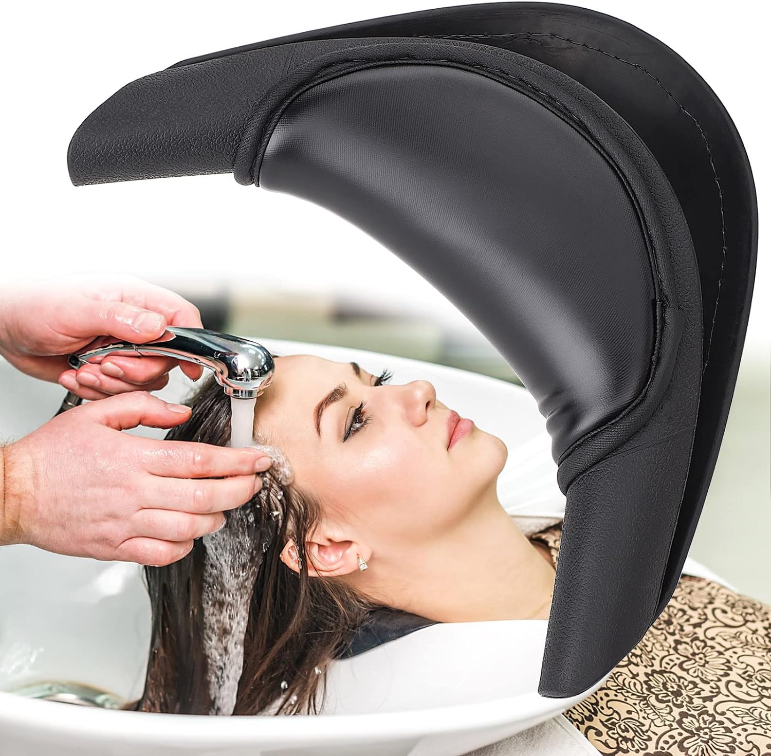 Noverlife Soft Silicone Shampoo Bowl Neck Rest, Non-Slip Shampoo Bowl Neck Pillow, Salon Sink Neck Cushion with Suction Cups, Salon Silicone Hair Washing Neck Pillow for Salon Hair Spa Washing Basin