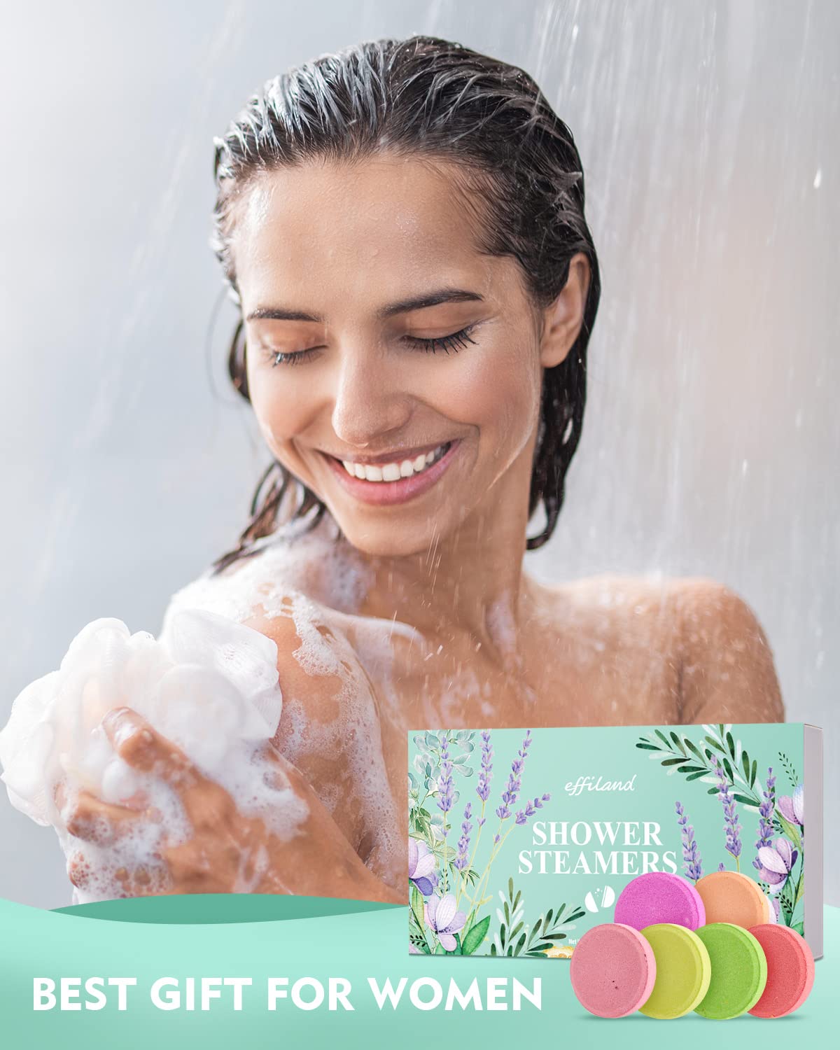 Effiland Aromatherapy Shower Steamers Shower Gifts,Soap Holder Set, 6-Pack Shower Bombs,Gift for Women,Relaxing Self Care