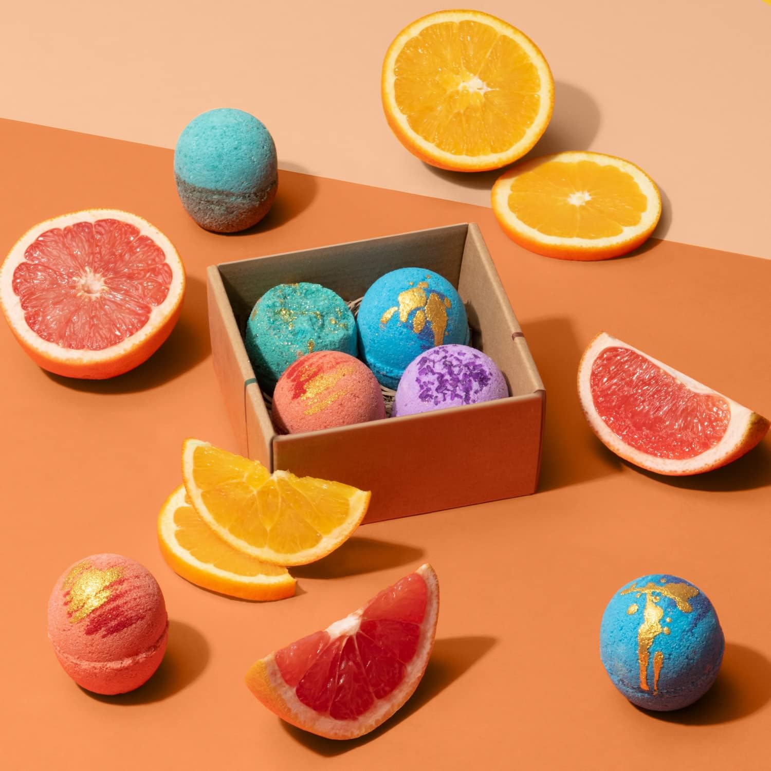 LifeAround2Angels Galaxy Bath Bombs Gift Set 4 100% Handmade in USA Fizzies Shea & Coco Butter Dry Skin Moisturize, Perfect for Bubble & Spa Bath. Birthday Baby Bridal Shower Gift idea