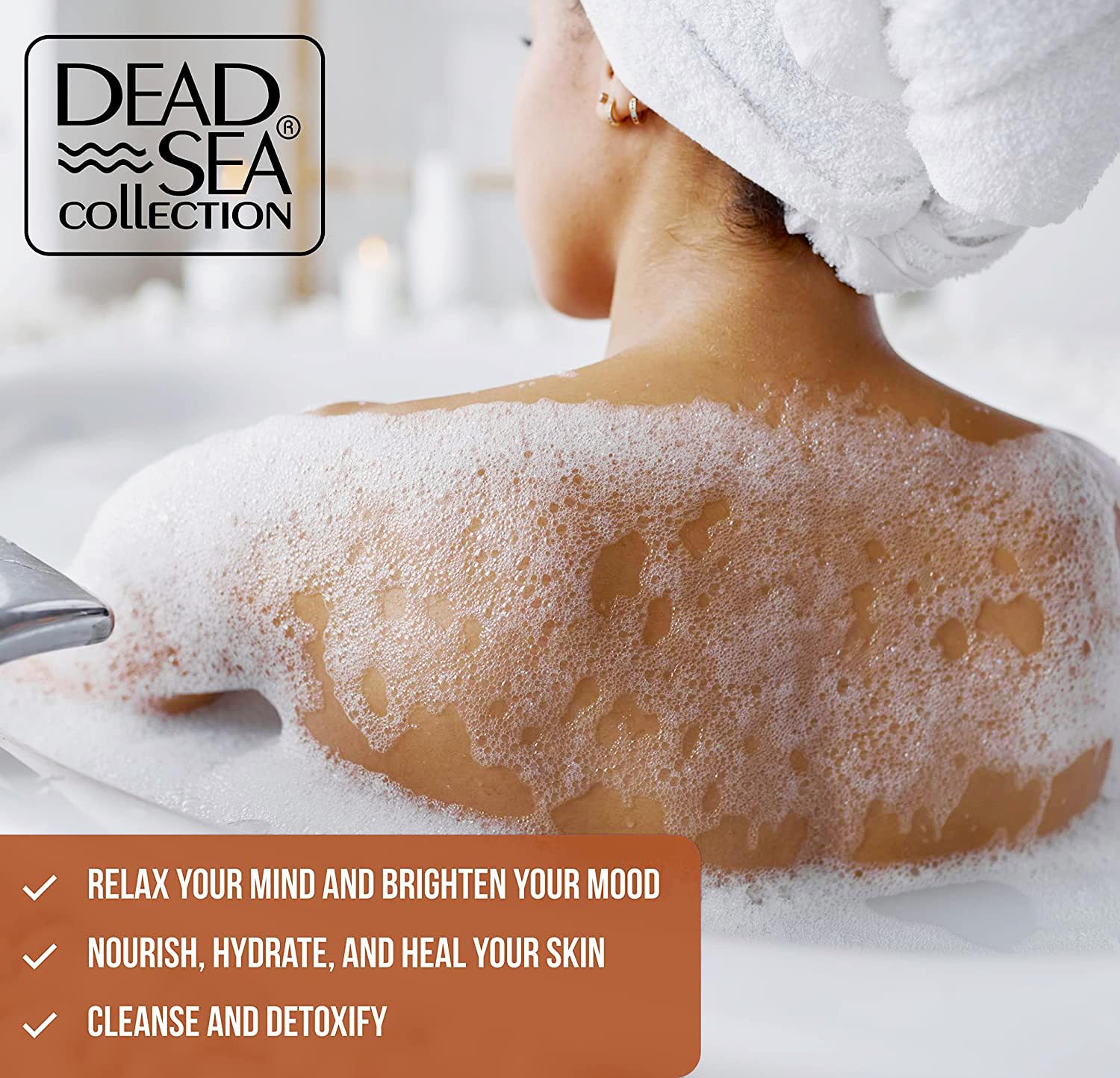 Dead Sea Collection Bubble Bath for Women and Men - with Coconut Oil and Natural Minerals - Nourishing and Moisturizing Skin - Pack of 2 (67.6 fl.oz)