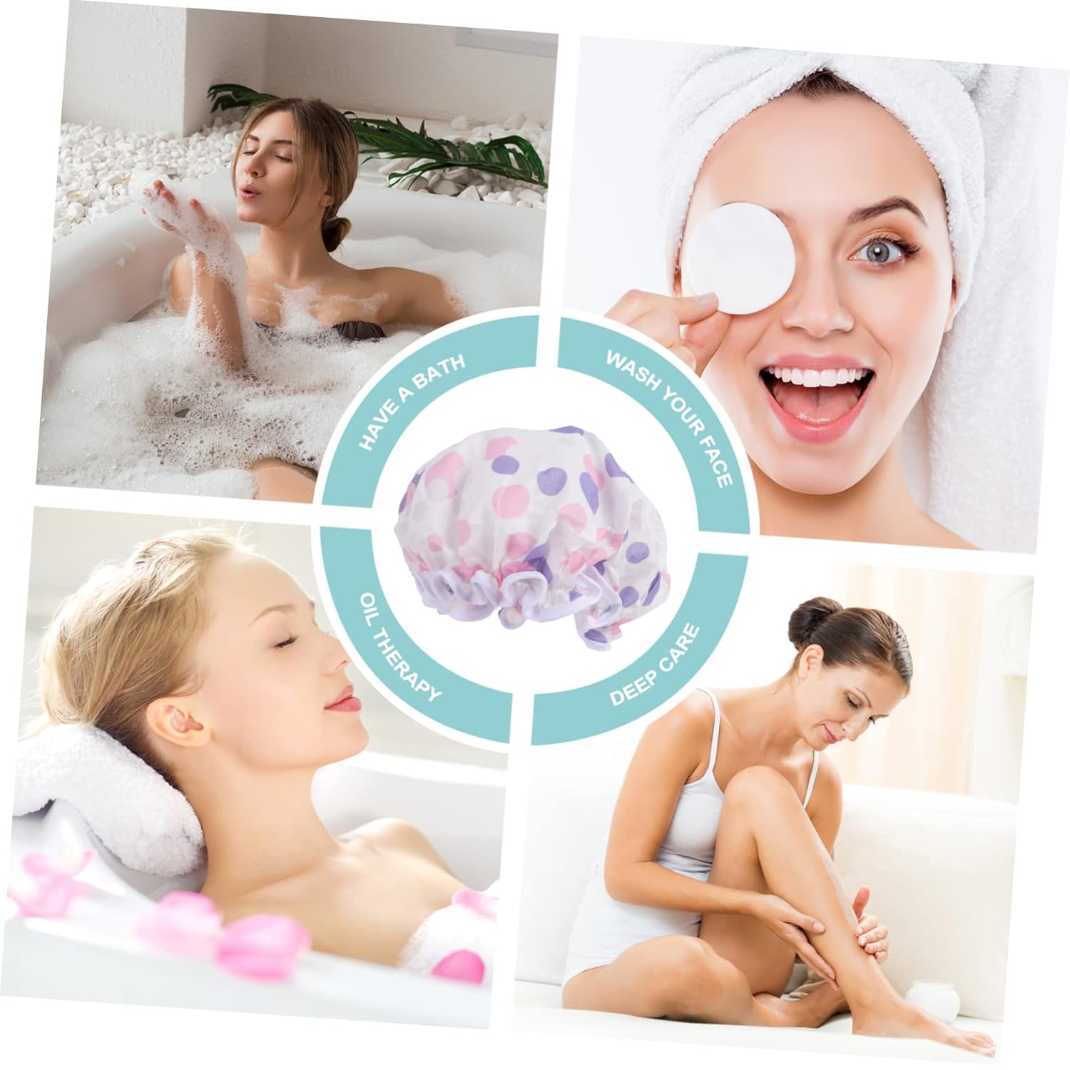 Angoily 2pcs Beauty Hat Women Spa Cap Modern Shower Cap Hair Salon Cap Elastic Bath Caps Chemo Cap Bath Accessories Hair Cap for Shower Spa Hair Caps Girl Hats Satin Hair Mask Miss Muslim