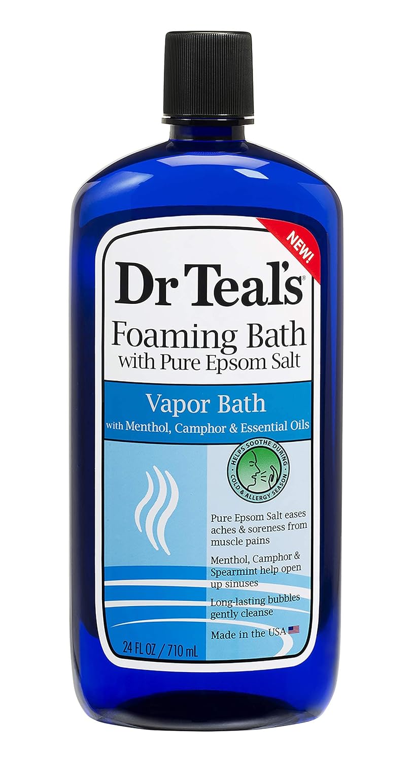 Dr Teal's Foaming Bath with Pure Epsom Salt, Sleep Blend with Melatonin, Lavender & Chamomile Essential Oils, 34 fl oz (Pack of 4) (Packaging May Vary)