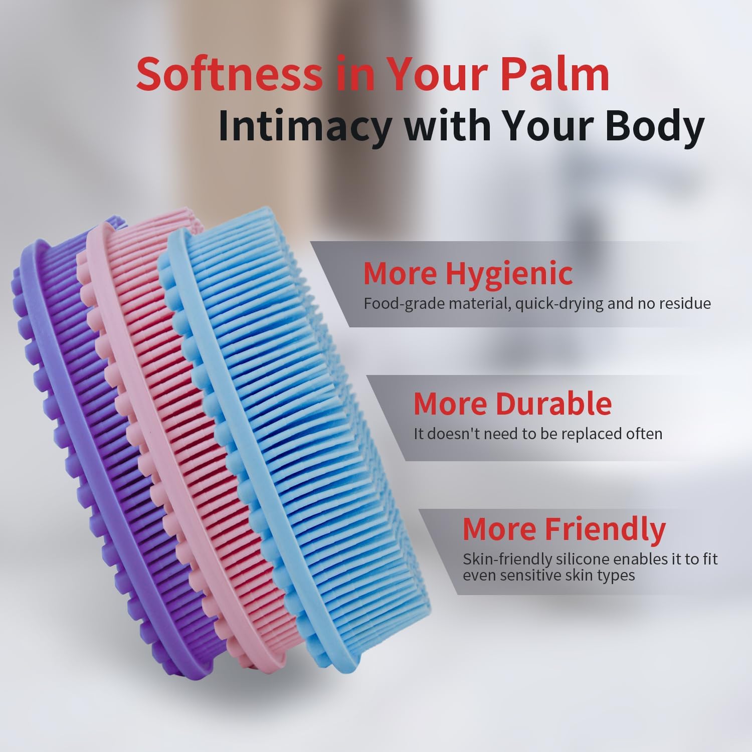 Silicone Body Scrubber, Silicone Loofah, Body Wash Scrubber, Body Scrub Brush, Body Scrubbers for Use in Shower, Silicone Loofah Body Scrubber, Exfoliating Body Scrubber Mens Women, Gifts for Mens