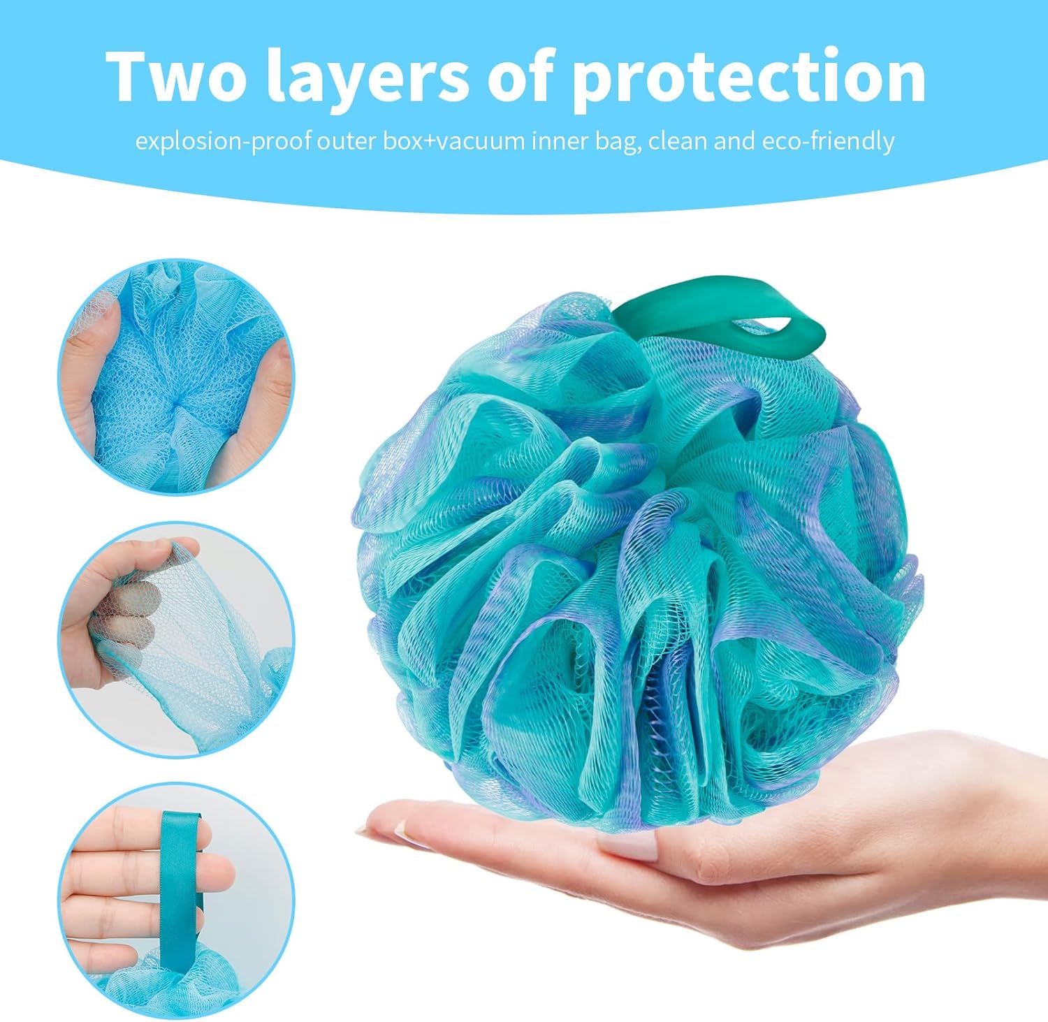 BCKENEY Bath Loofah Shower Sponge Body Back Scrubber Soft Mesh Shower Puffs Exfoliating Loofa for Women & Men Bath Accessories Cleaning Tool(4Pack 60G Forest Fairy)