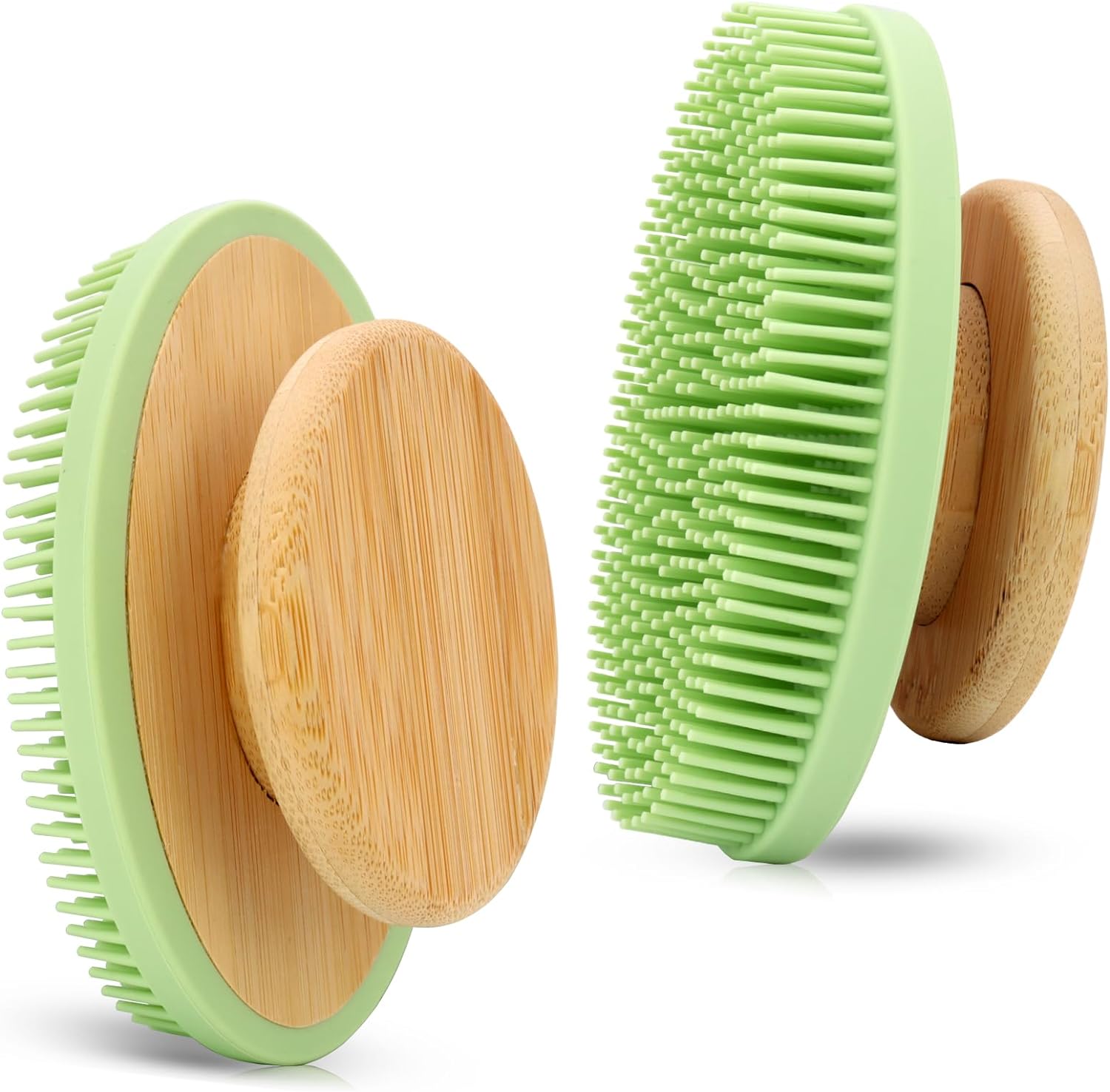 Ozner Food-Grade Soft Silicone Body Scrubber Shower Brush, Cleans and Removes Dead Skin - Foam-Rich Brush, Non-Slip Bamboo Handle Silicone Loofah, Durable and Easy to Clean, 1pc (Pink)