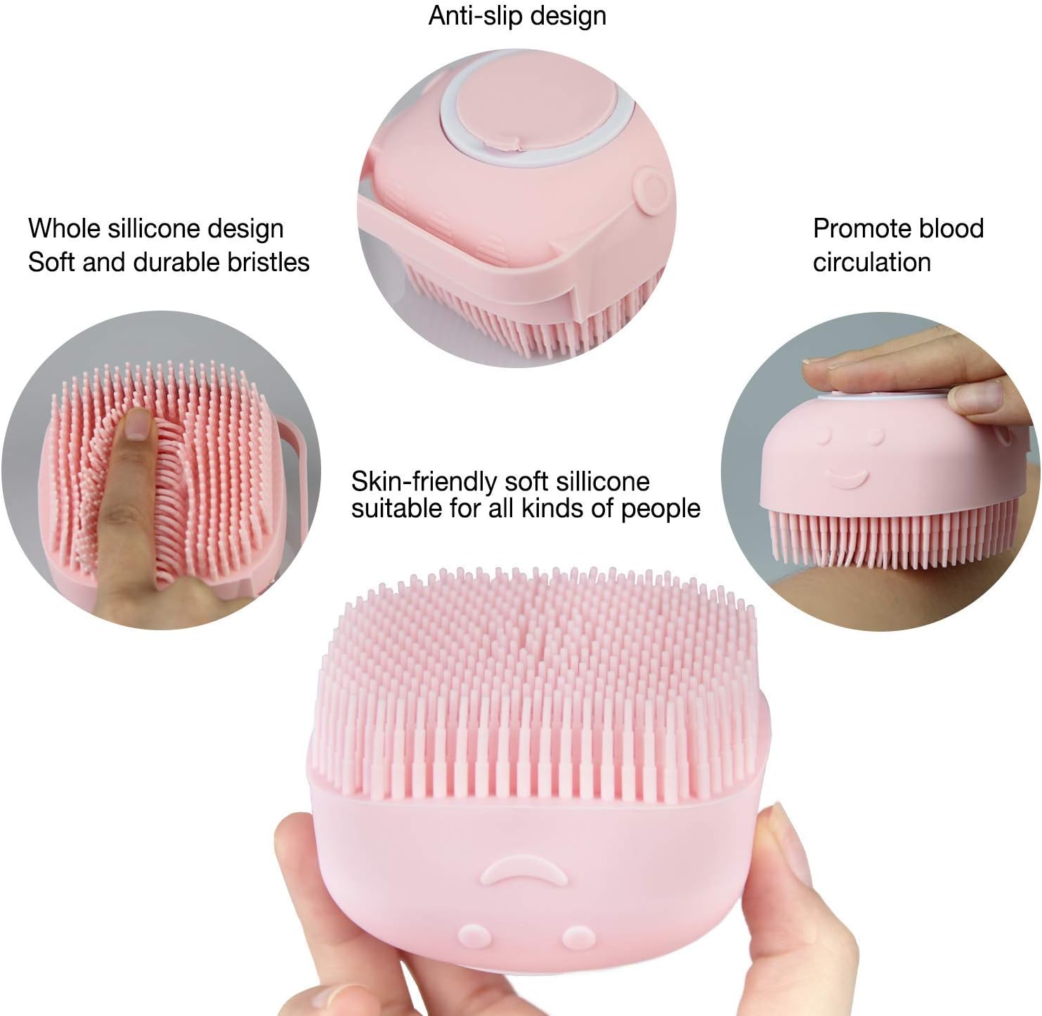 Silicone Exfoliating Brushes & Body Scrubber with Soap Dispenser for Shower,Enhance Blood Circulation&Deep Cleansing Bath Loofah for Babies, Kids, Women, Men, and Pets (Yellow)