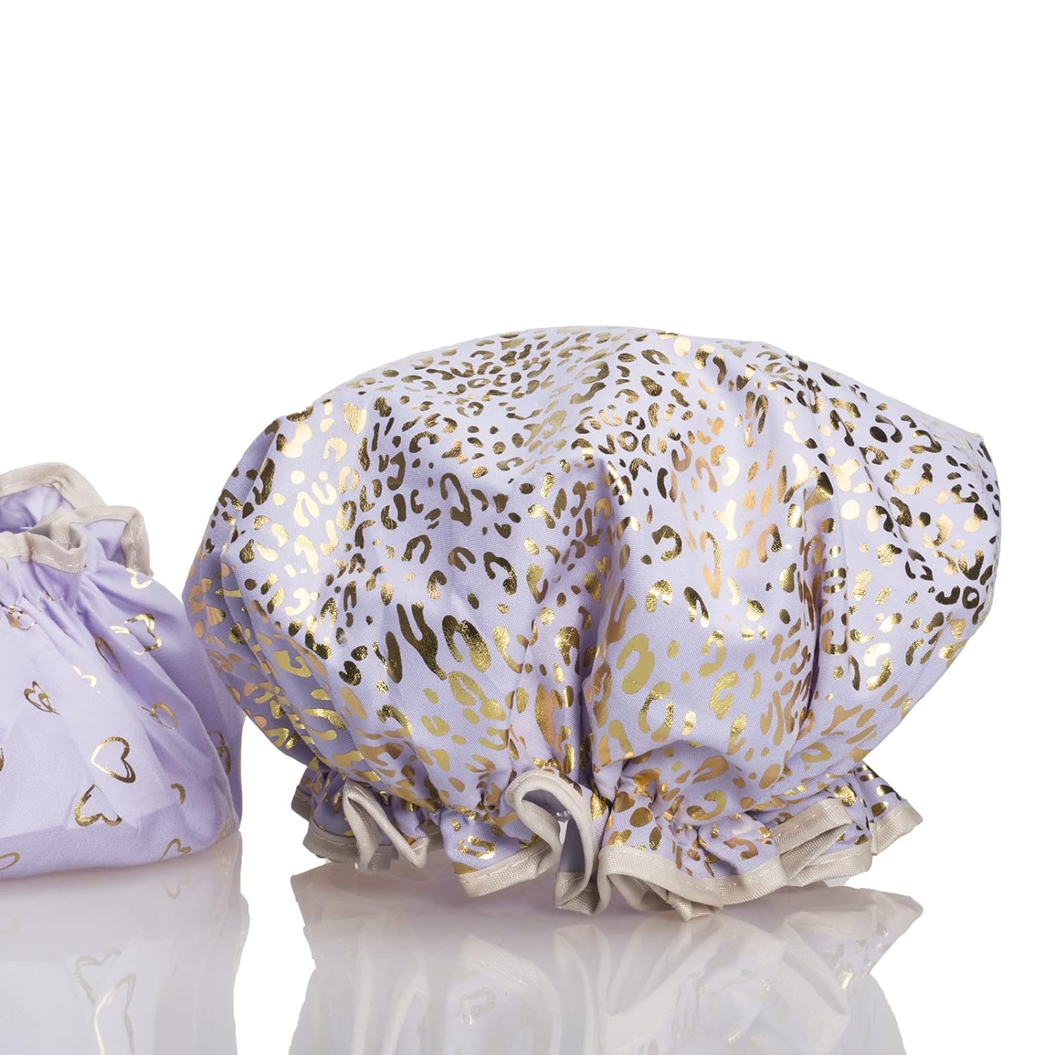 Qeuly 2 Pack Waterproof Shower Cap, Reusable Shower Cap for Women, Elastic Bathing Shower Hat Double Layers Bathing Hair Cap PEVA Lined Shower Hair Bath Cap (Pink)