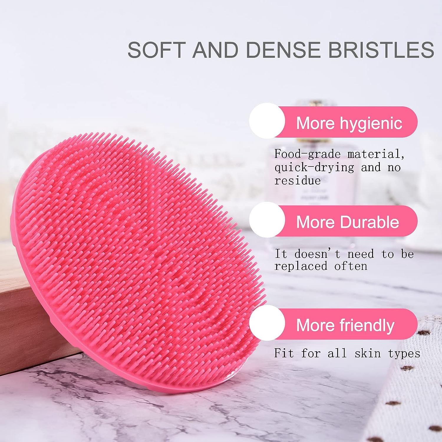 INNERNEED Food-Grade Soft Silicone Body Scrubber Shower Brush Handheld Cleansing Skin Brush, Gentle Exfoliating and Lather Well (Black)