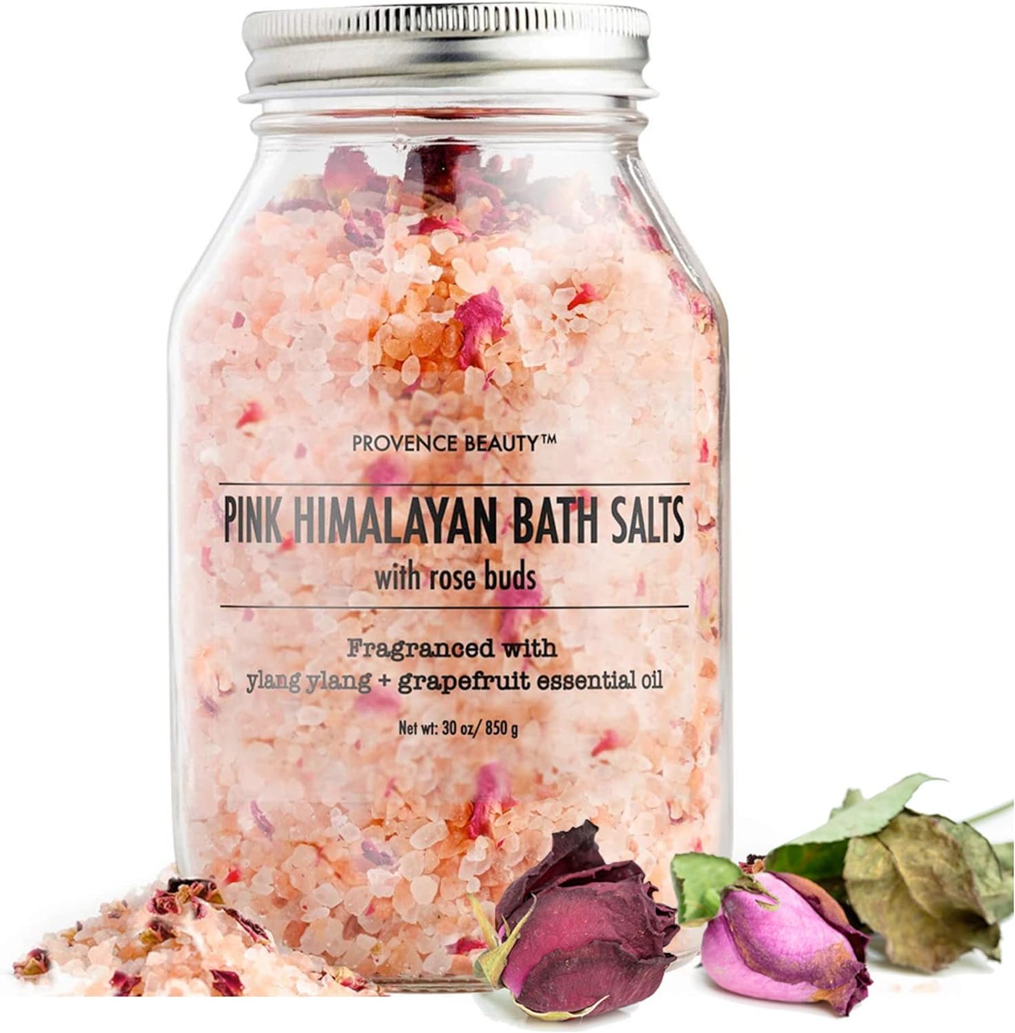 Pink Himalayan Bath Salt with Lavender - 100% Natural Aromatherapy and Relaxation - Lavender Grapefruit Essential Oil Bath Salts for Women Relaxing, Natural & Cleanse, Revitalize & Soothes Skin