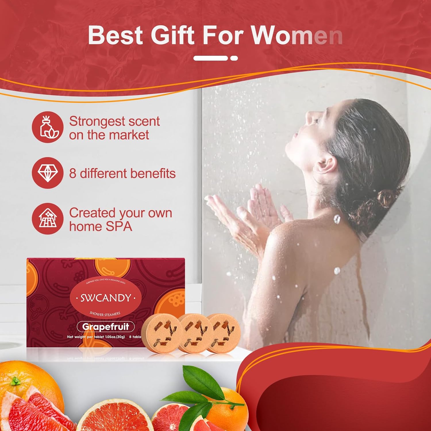 Aromatherapy Shower Steamers Valentines Day Gifts for her - Swcandy 8 Pcs Bath Bombs Valentine's Day Gifts for Women, Shower Bombs Self Care with Essential Oils, Relaxation Home SPA Lavender