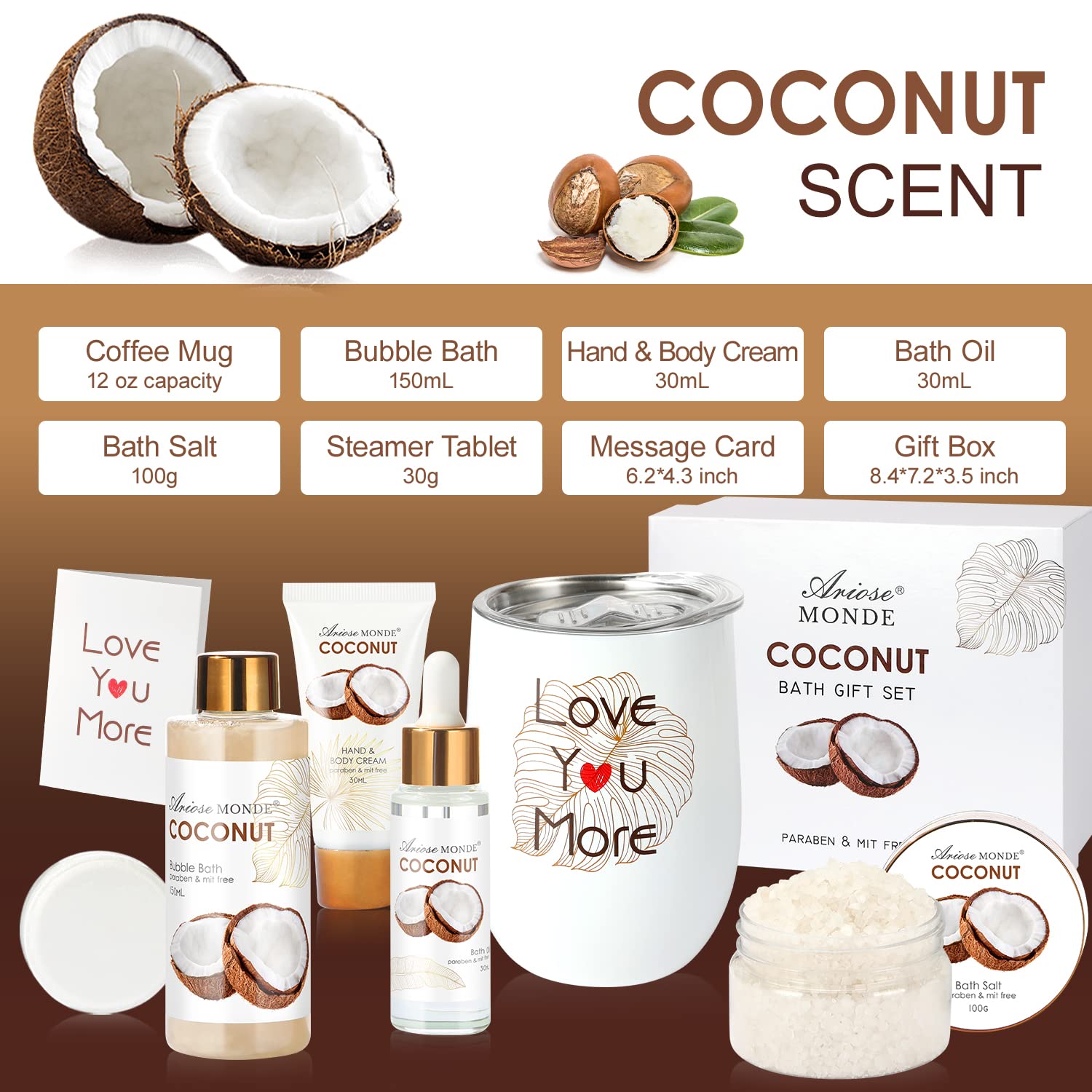 Home Spa Gift Basket, Bath Spa Kit for Women, with Body Lotion, Shower Gel, Bubble Bath, Body Scrub, Bath Salt, Bath Bomb, Bath Gift Set for Mother, Wife Her, with Magnolia and Jasmine Scent