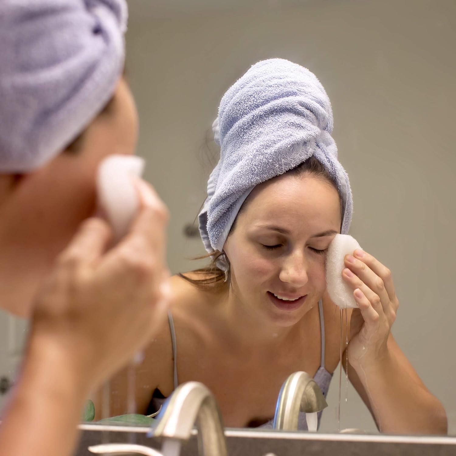 10 Pack Facial Sponge for Daily Cleansing and Gentle Exfoliating - Buff Exfoliating Facial Sponge Pads for Removing Dead Skin, Dirt, and Makeup - Christmas Gifts for Women - Made in The USA