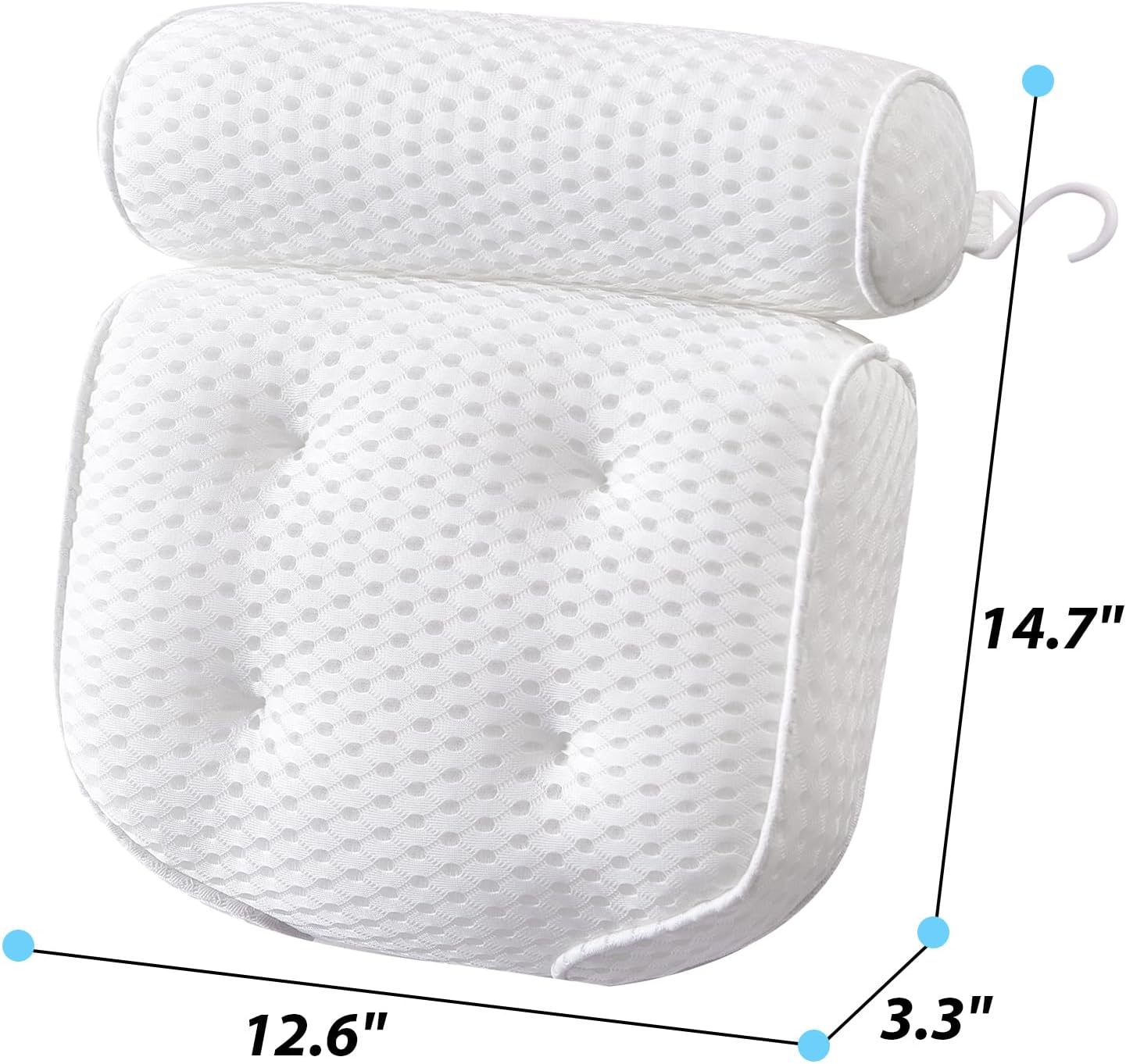 AEROiVi Bathtub Pillow Headrest Bath Pillows for Tub Neck and Back Support with Non Slip Suction Cups Spa Bath Cushion Relaxing Bathroom Accessories
