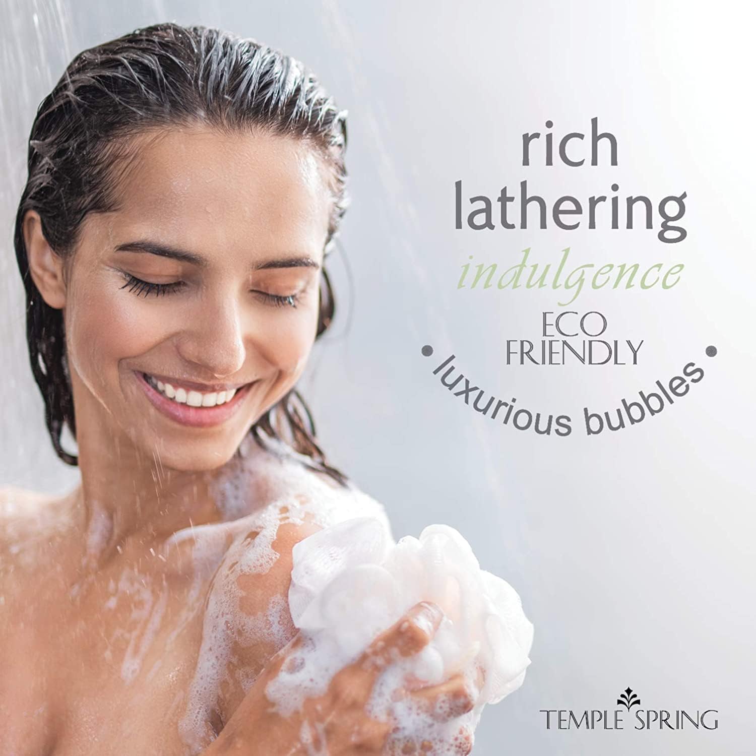 Shower Loofahs - 3 pack Natural Recycled Shower Poufs and Skin Scrubber Set for Men and Women - Exfoliating Body Bath Scrunchies Sponges for Bathroom & Shower