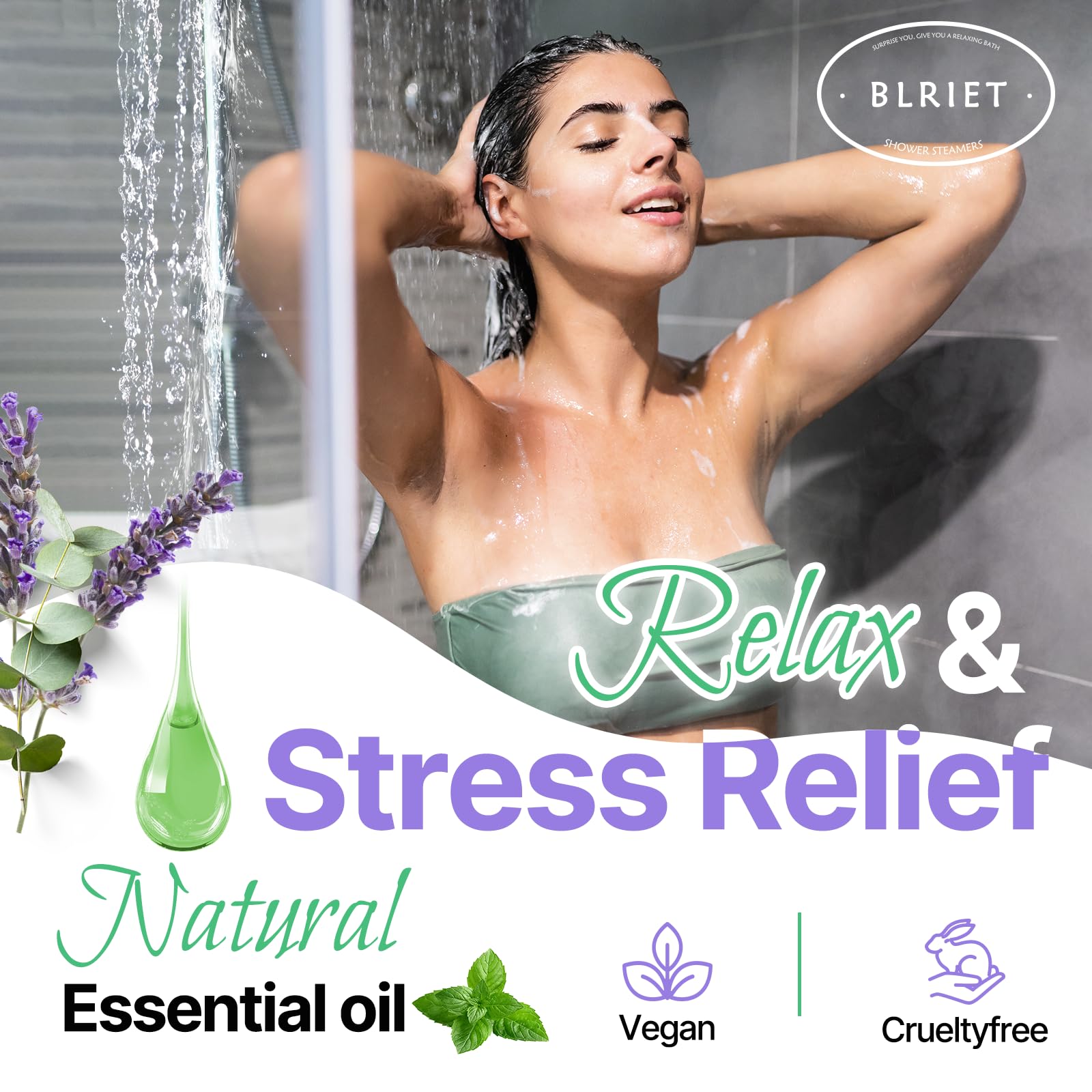 Shower Steamers Aromatherapy BLRIET 8 Pack Gifts for Women, Birthday Christmas White Elephant Gifts Stocking Stuffers for Adults Her Mom Him Home Spa Gym Natural Essential Oil Self Care Relaxation