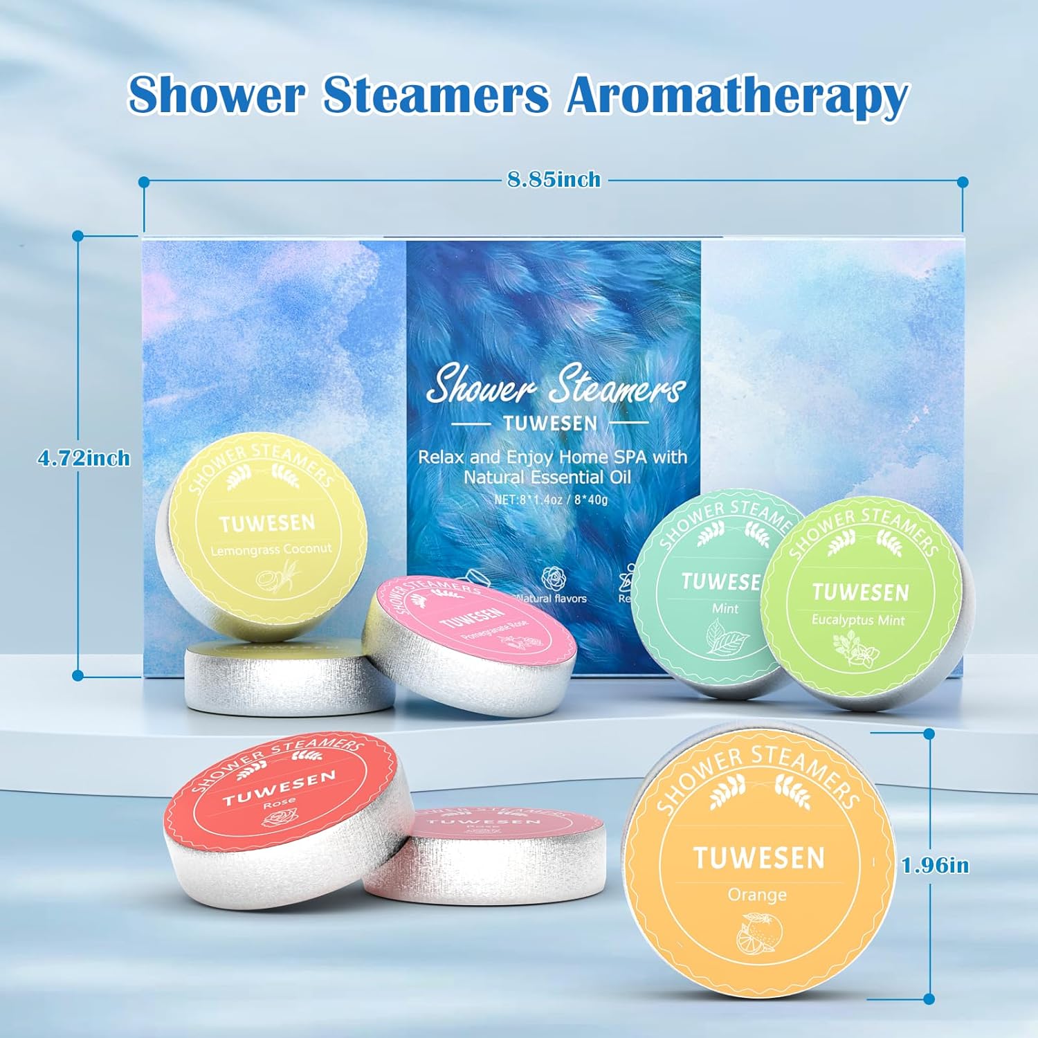TUWESEN Shower Steamers Aromatherapy, SPA Kit, 8 PCS Shower Steamers for Women, Shower Bombs with Essential Oils-Self Care & Relaxation Birthday Gifts for Women and Men. Purple Romantic Set