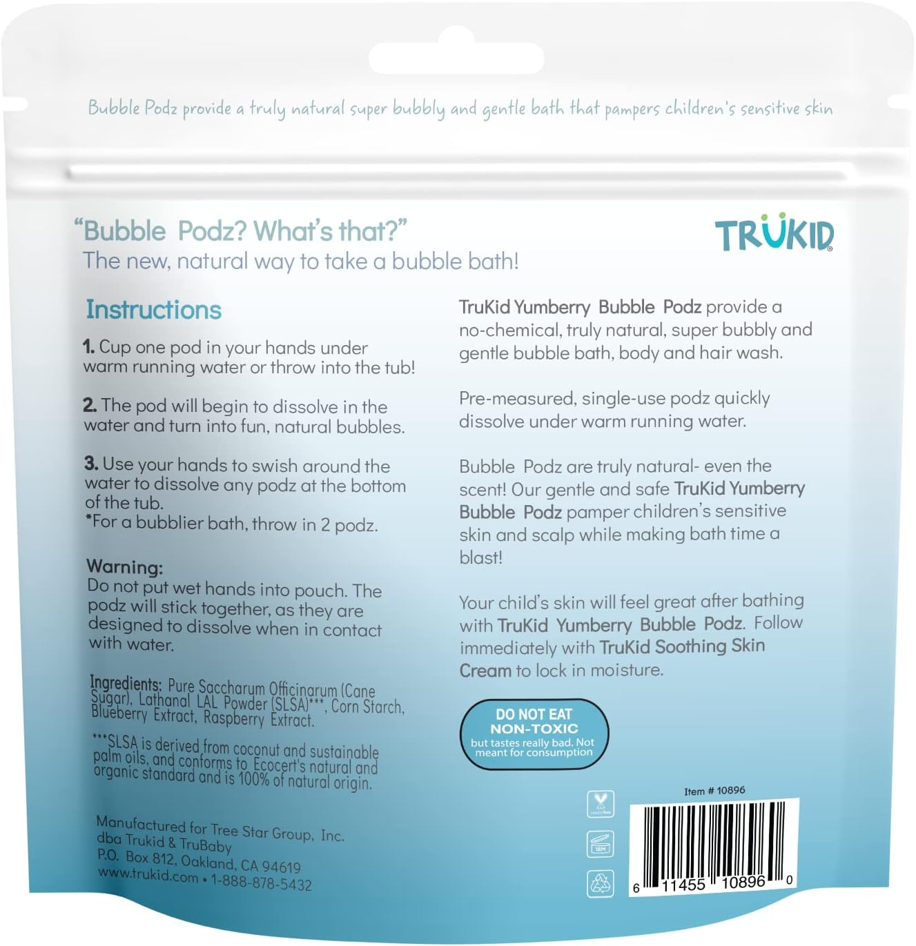 TruKid Bubble Podz for Baby, Refreshing Bubble Bath for Dry, Sensitive & Soft Skin, pH Balanced for Eye Sensitivity, Enriched with Lavender Flower, Lavender Scent, All Natural Ingredients (24 Podz)