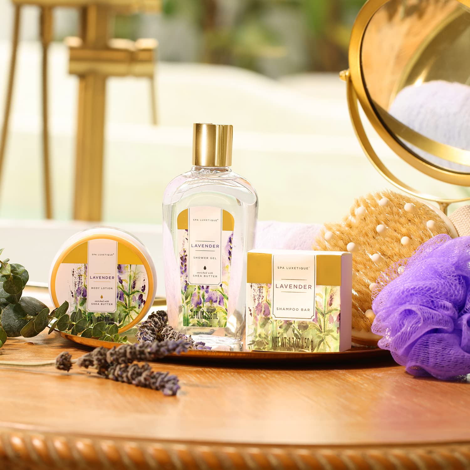 Gift Baskets for Women Spa Gifts for Women 15pcs Lavender Home Spa Kit for Women Gifts Spa Luxetique Bath and Body Gift Sets Tote bag Gifts for Women Birthday Gifts for Women Christmas Gifts for Women