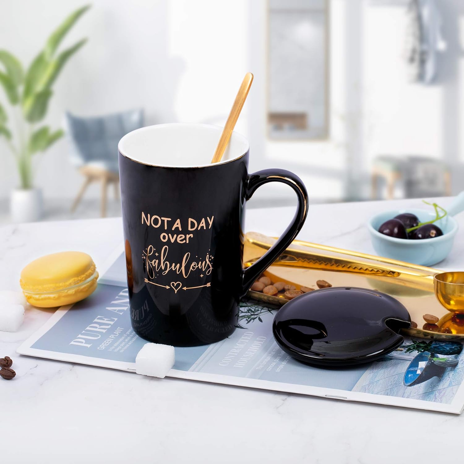 Jumway Not A Day Over Fabulous Mug Gifts Set- Birthday Gifts for Women - Funny Birthday Gift Ideas for Her,Friends, Coworkers, Her, Wife, Mom, Daughter, Sister, Aunt Ceramic Marble Mug 14 Oz