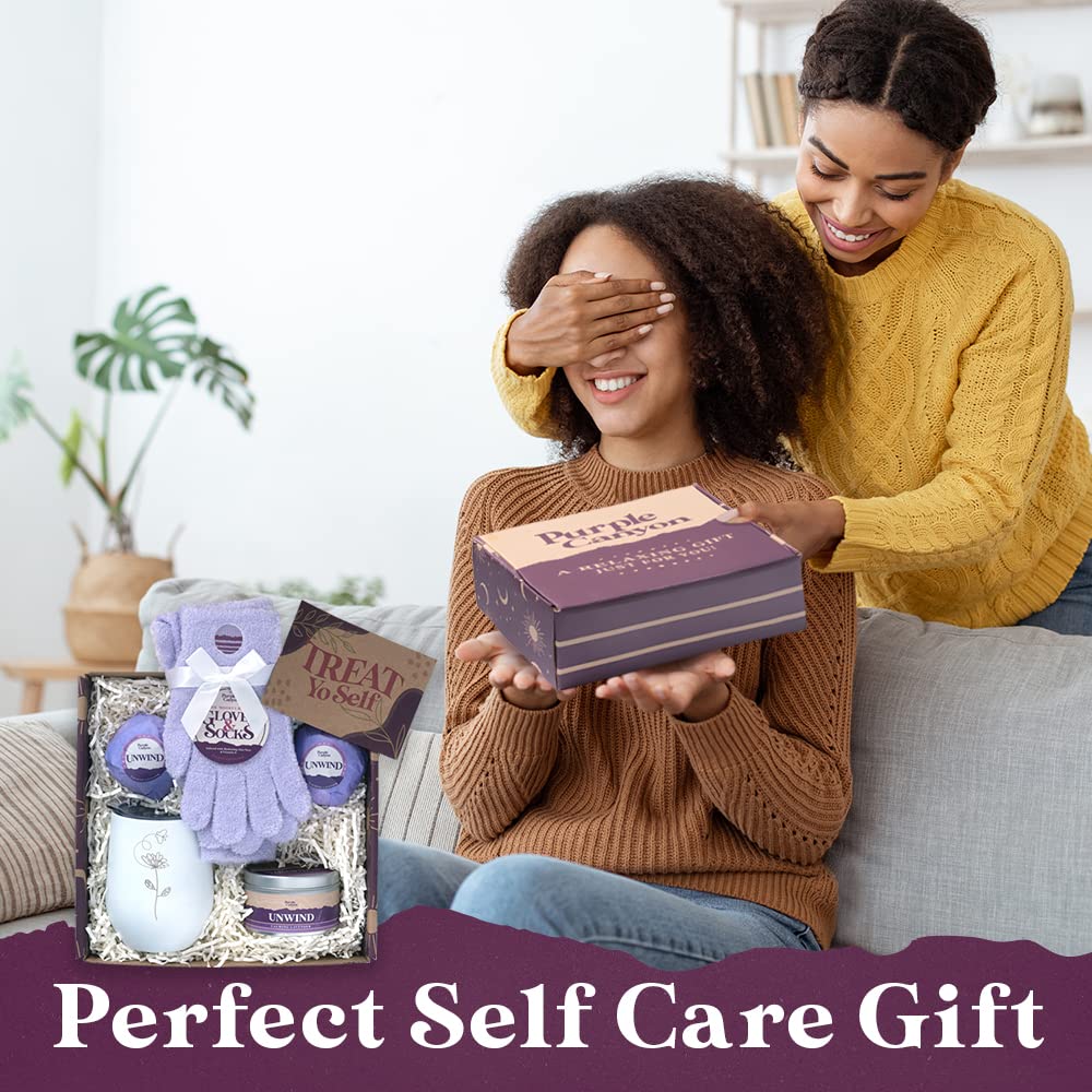 Purple Canyon Mystic Spa Box | 7 Piece Full Size Lavender Spa Kit for Self Care | Bath and Body Gifts for Women