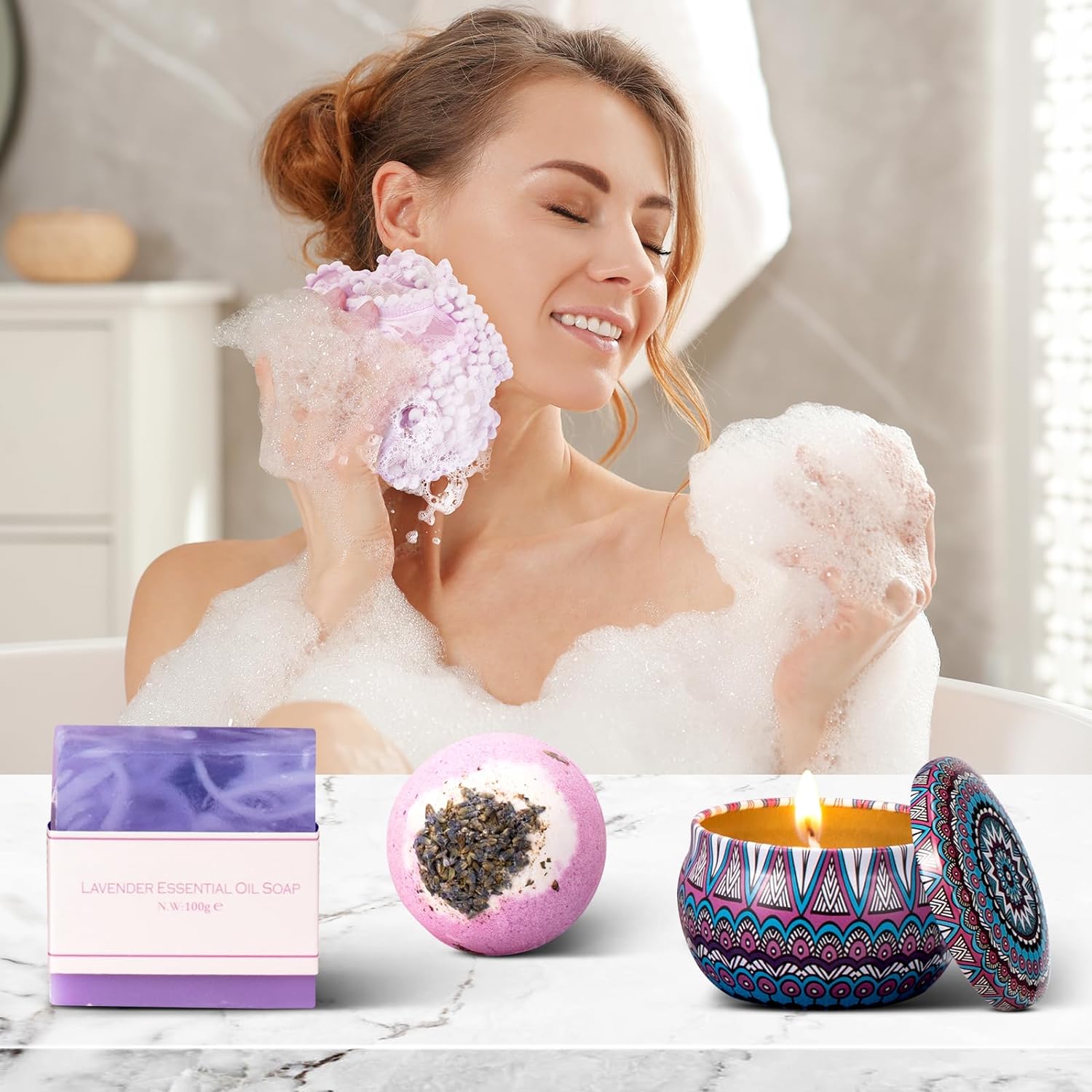 Birthday and Valentine's Day Gift Sets for Women - Get Well Soon Spa Gift Basket for Friend, Mother, Wife, Sister. Relaxation Gifts for Her.