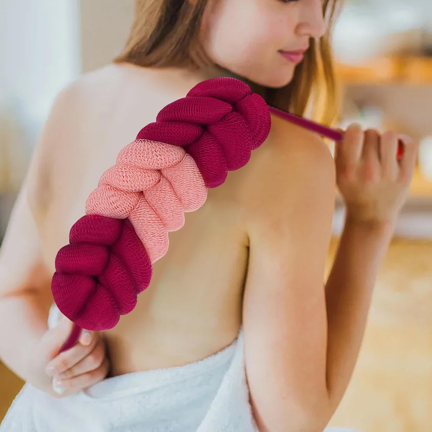 BCKENEY Bath Loofah Shower Sponge Soft Mesh Loofah Body Scrubber with Long Loofah Bath Sponge for Men Women Body Wash Exfoliator Shower Puffs