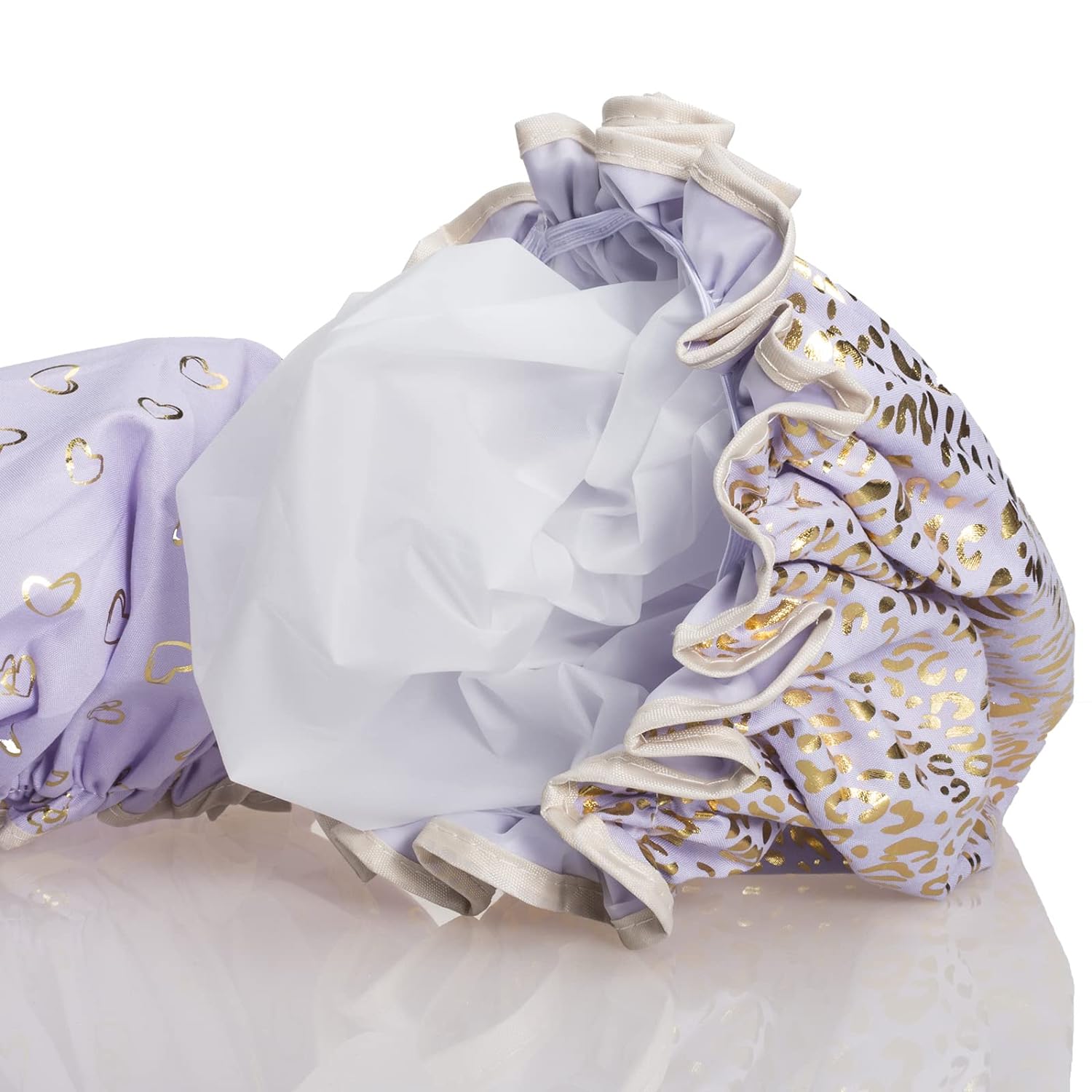 Qeuly 2 Pack Waterproof Shower Cap, Reusable Shower Cap for Women, Elastic Bathing Shower Hat Double Layers Bathing Hair Cap PEVA Lined Shower Hair Bath Cap (Pink)