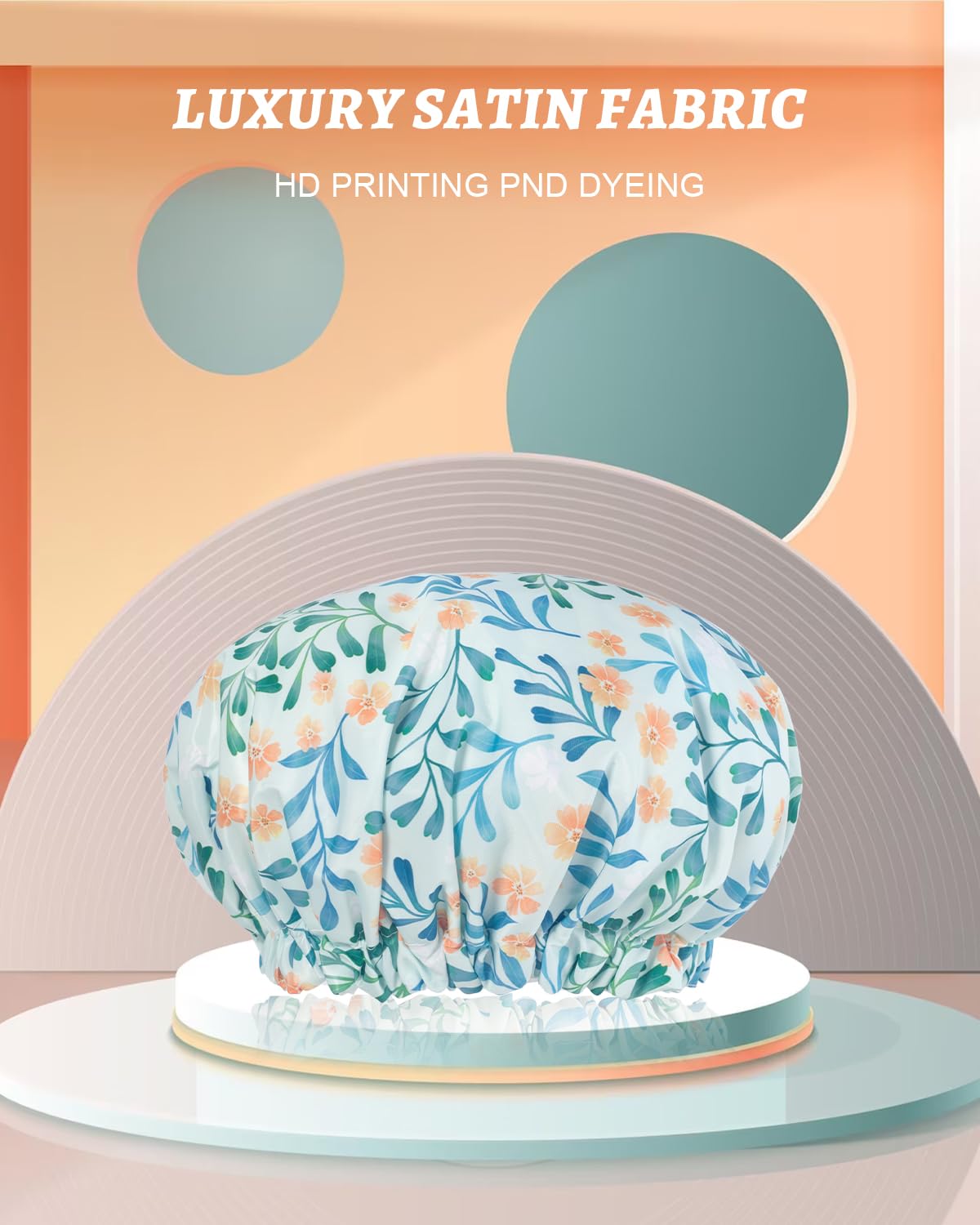 Aquior Shower Caps, Double Layer Waterproof Shower Cap for Women, Reusable Large Shower Cap for all Hair Lengths with EVA Lining, Soft Bath Shower Caps