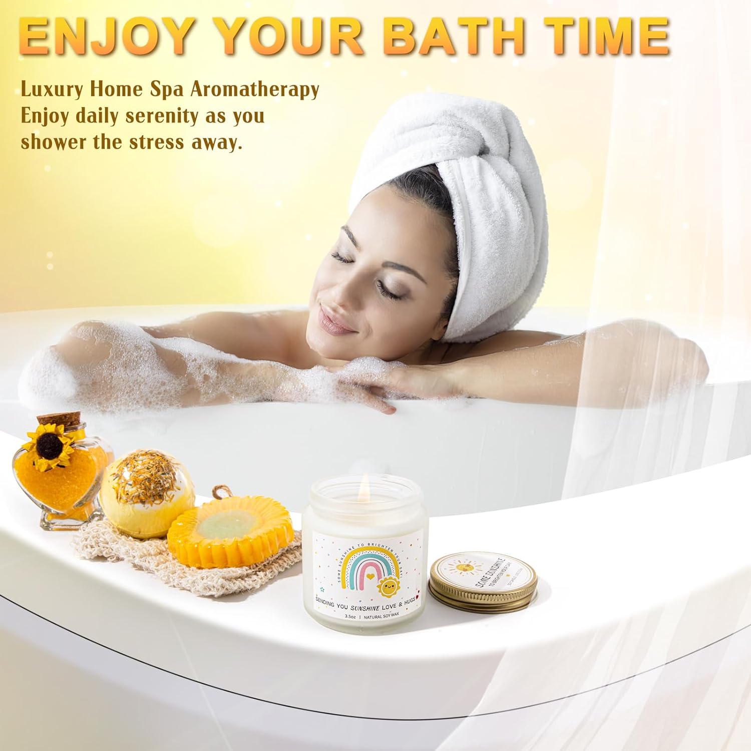 Yseoul Birthday Gifts for Women, Sunflower Gifts Sending Sunshine, 10 Pcs Get Well Soon Gifts Basket Unique Birthday Gifts Box for Thinking of You Her Sister Best Friend