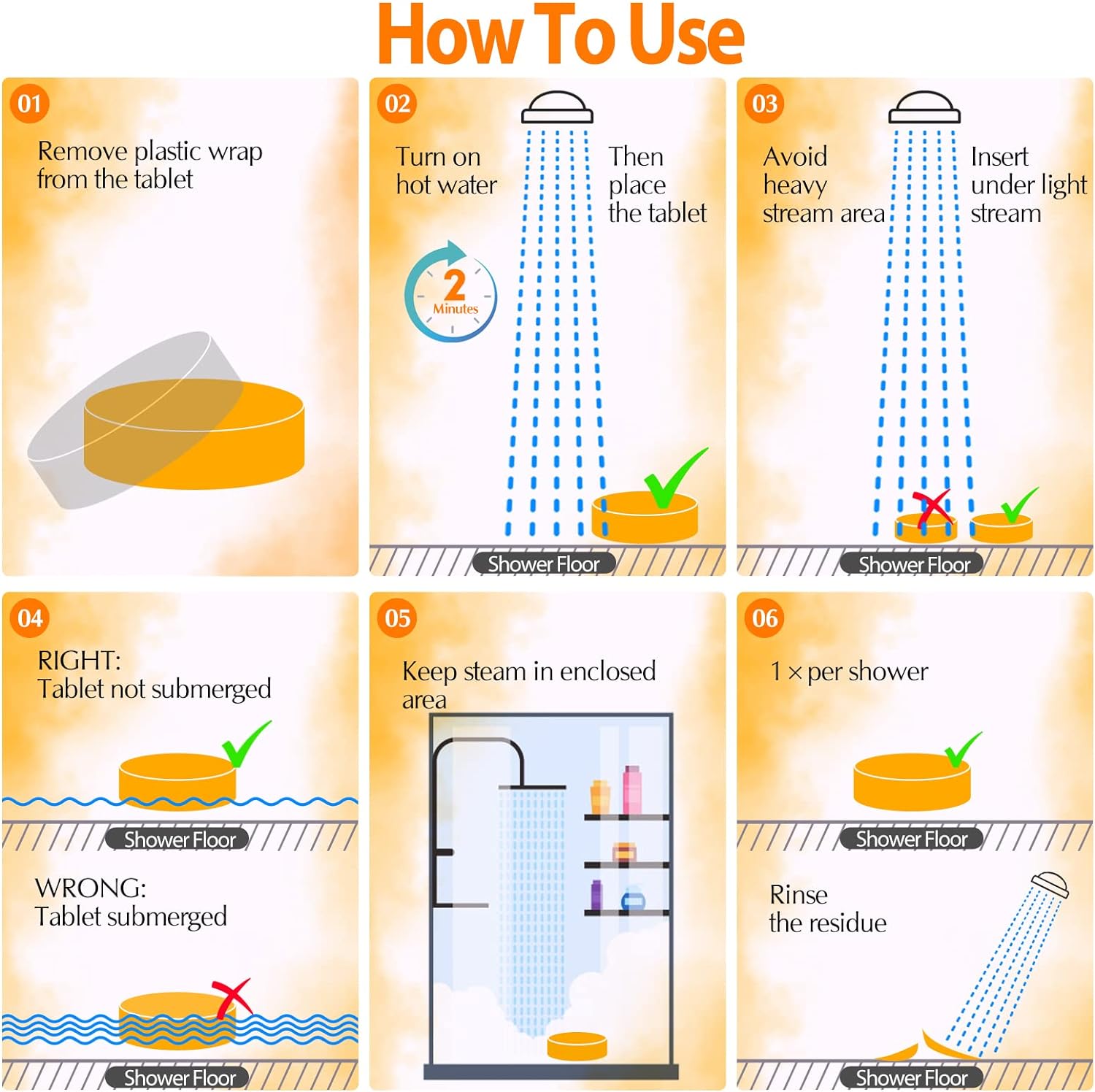 Shower Steamers Shower Bombs Aromatherapy Set of 6, SPA Gifts. Perfect Gifts for Birthday, Mother's Day, Valentine's Day, Easter Day