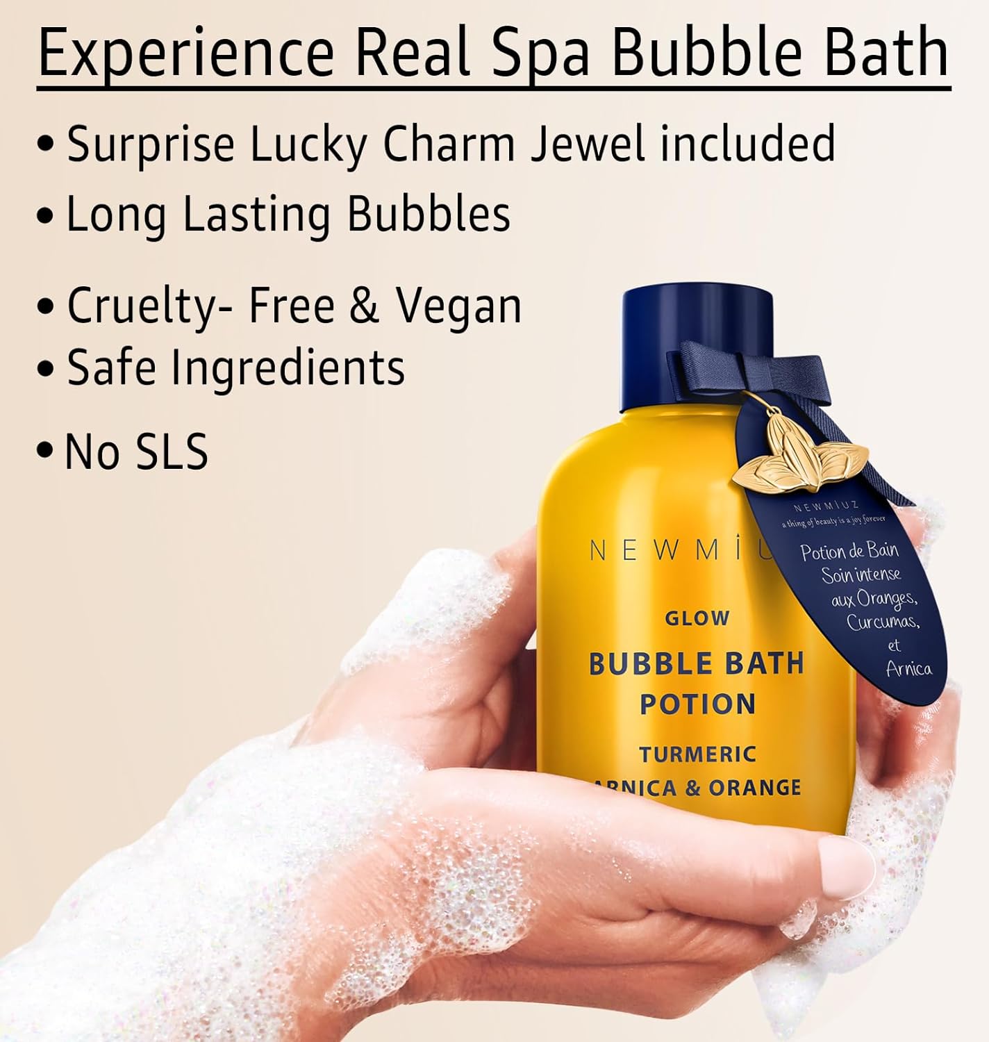 Nutritious Bubble Bath - Luxury Long Lasting Natural Bubble Foaming - Turmeric Orange Arnica Essential Oil - Skin Healing Moisturizing Relaxing & Stress Relief Self-Care Spa Gift for Christmas
