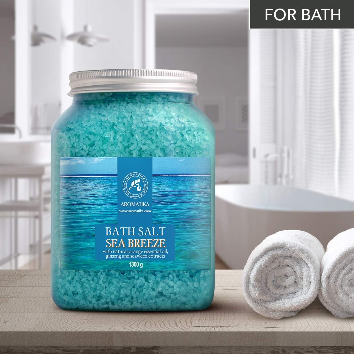 Sal marina de baño de 46 onzas, sal de brisa marina, sales marinas naturales de baño, lo mejor para un buen sueño, relajante, calmante, cuidado corporal, belleza, aromaterapia
