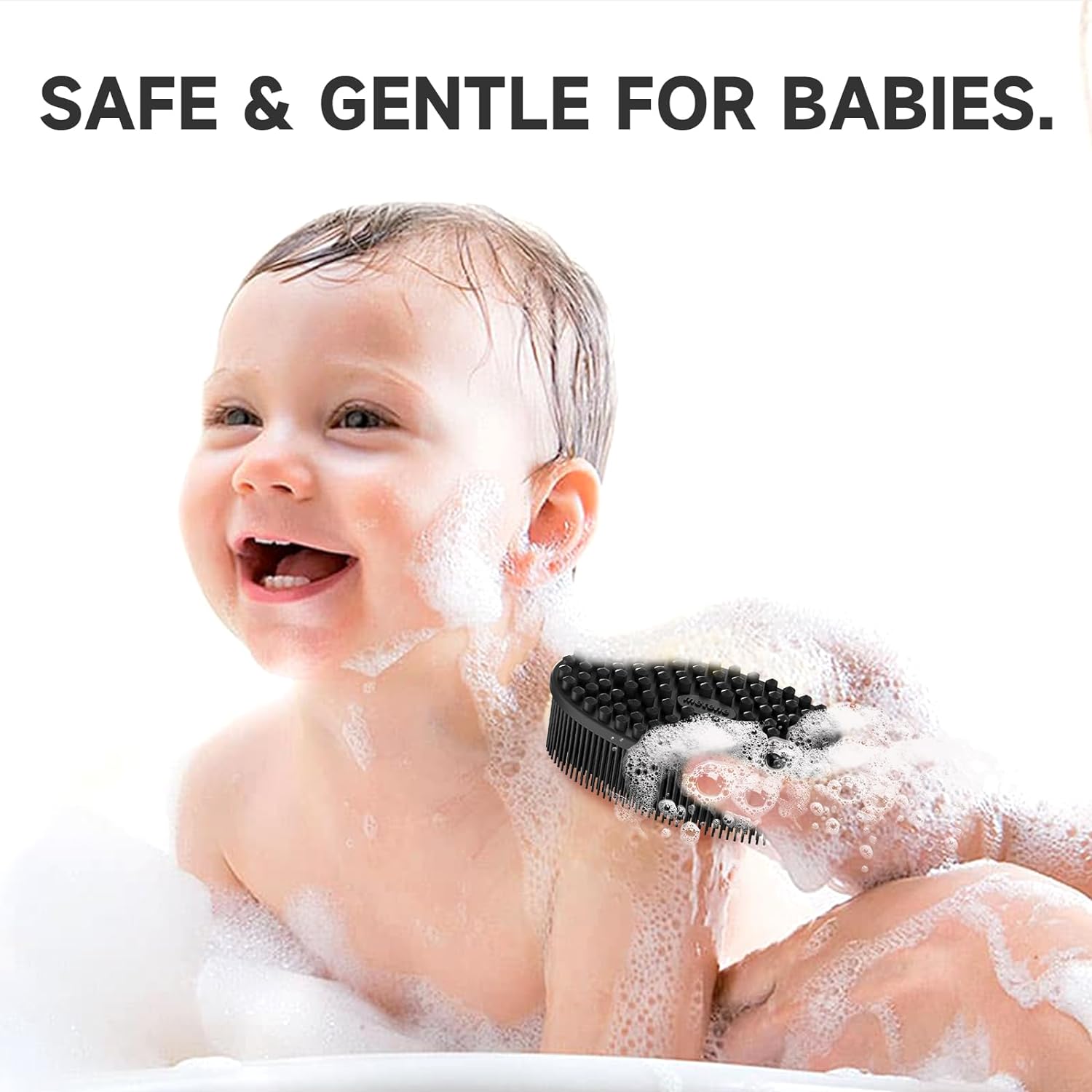 Metene Silicone Body Scrubber, Exfoliating Body Scrubber for Use in Shower,Lathers Well, Long Lasting, Soft Body Scrubber for Shower and Bath Skincare Routine(Black with Loop)