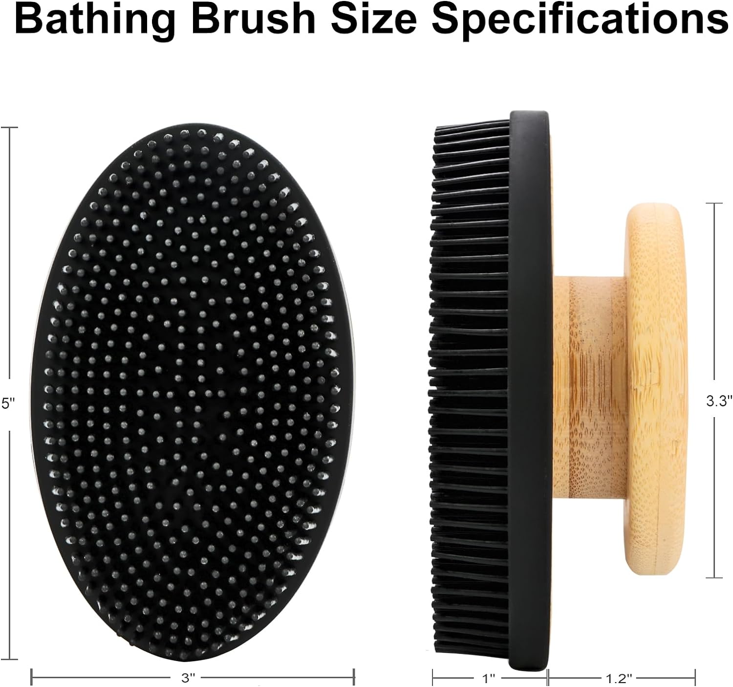 Ozner Food-Grade Soft Silicone Body Scrubber Shower Brush, Cleans and Removes Dead Skin - Foam-Rich Brush, Non-Slip Bamboo Handle Silicone Loofah, Durable and Easy to Clean, 1pc (Pink)