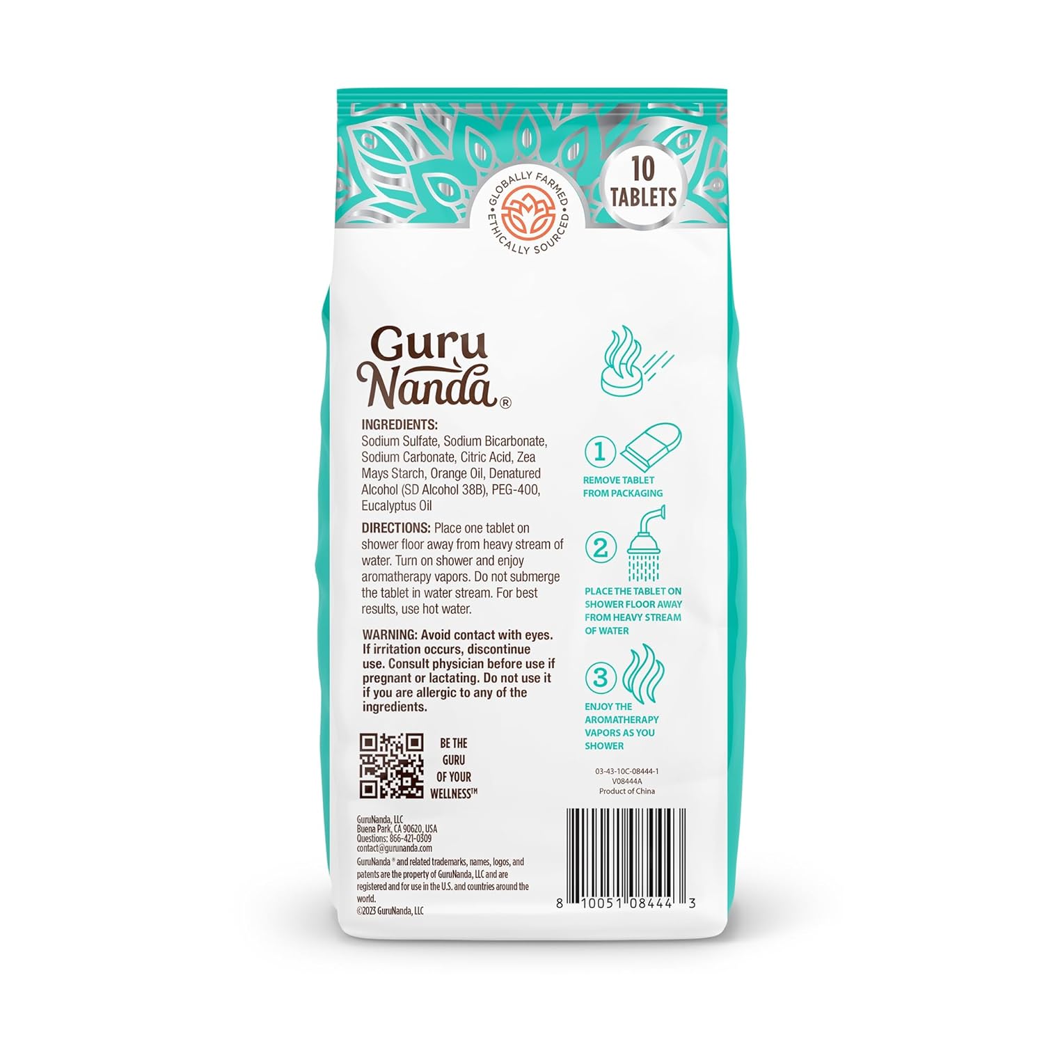 GuruNanda Breathe Shower Steamer Tablets (Pack of 10) - 100% Natural Eucalyptus Essential Oil helps with Congestion and Basil Supports Stress Relief & Mental Clarity - Perfect for Home Spa & Self Care